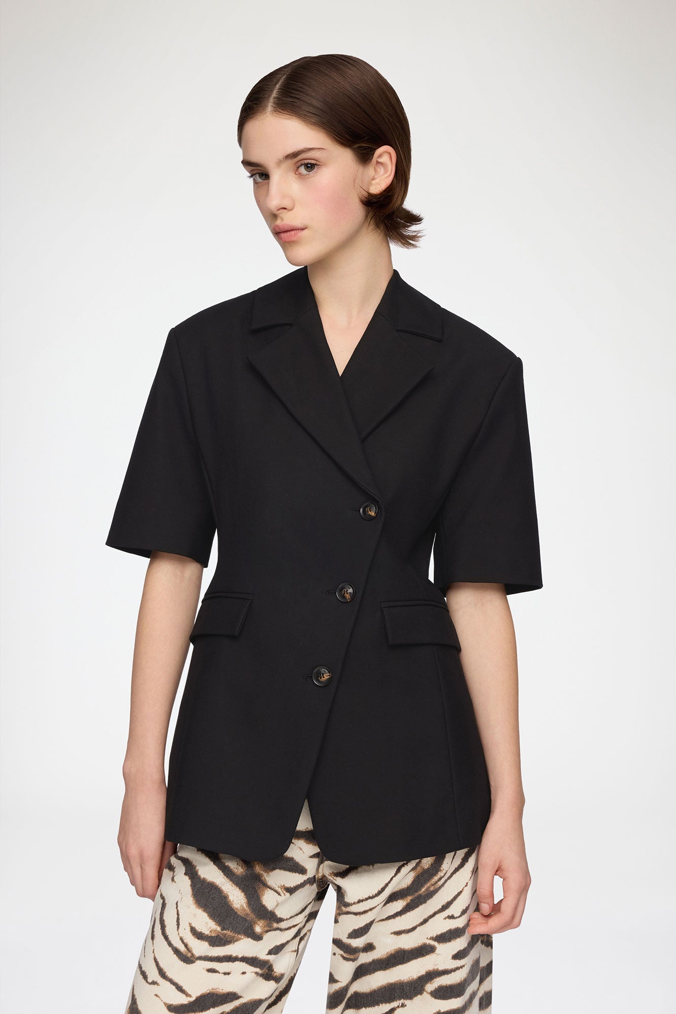 Blazer in Black Cotton Tailoring - GANNI