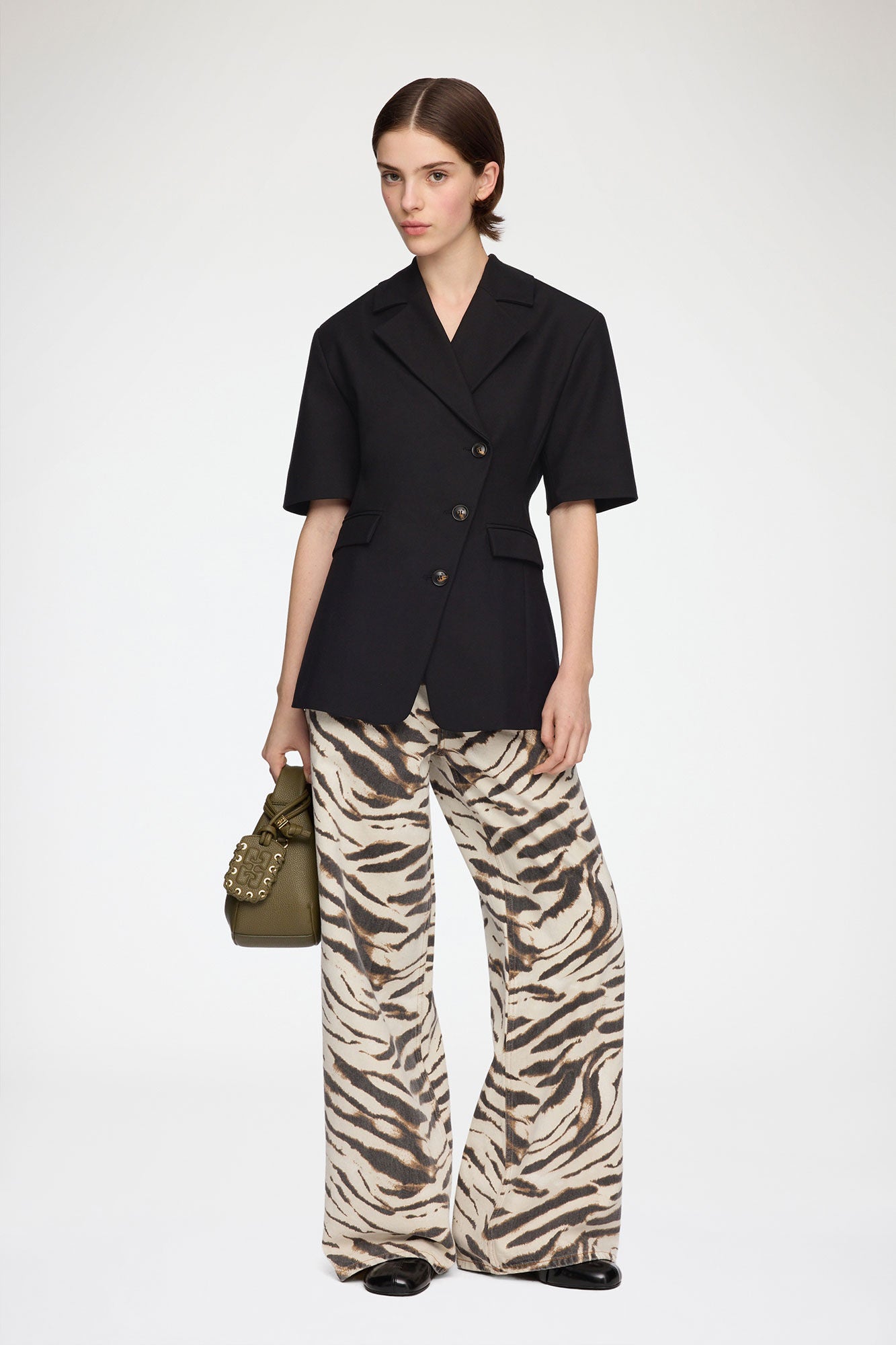 Blazer in Black Cotton Tailoring - GANNI