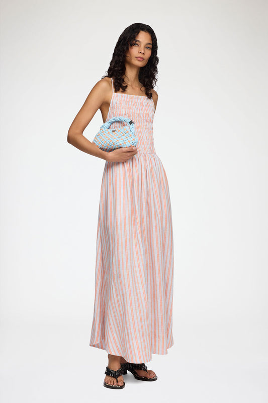 Dress in Striped Linen - GANNI