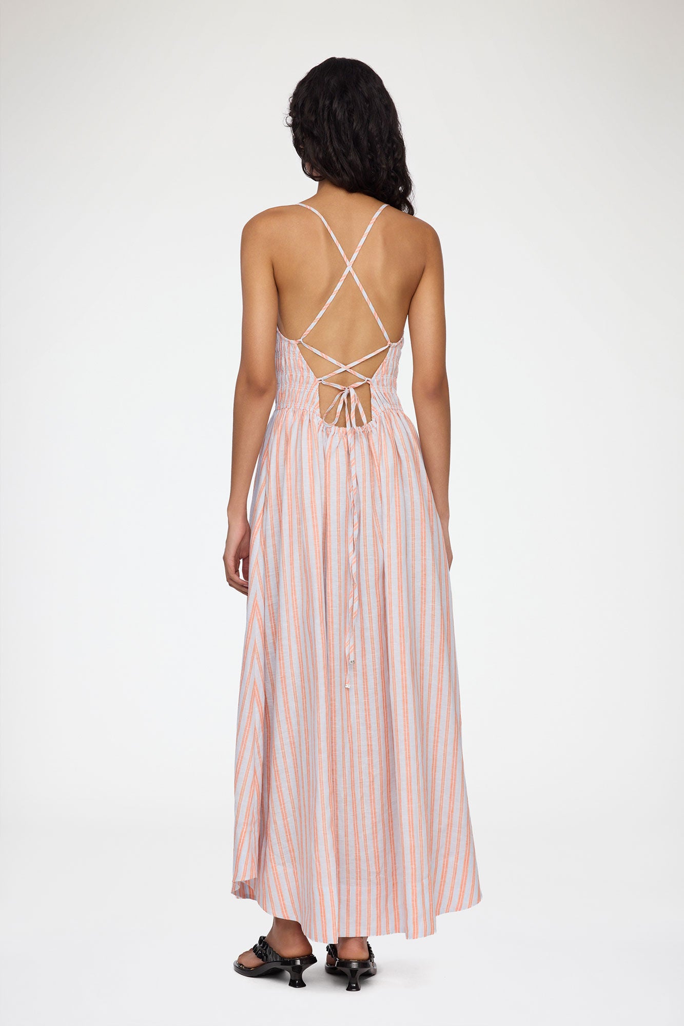 Dress in Striped Linen - GANNI