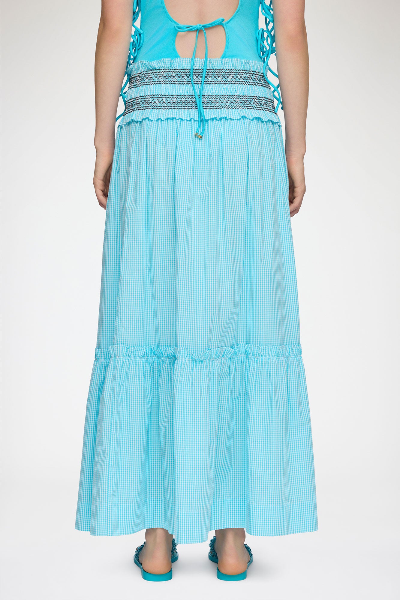 Convertible Skirt in Blue Check - GANNI