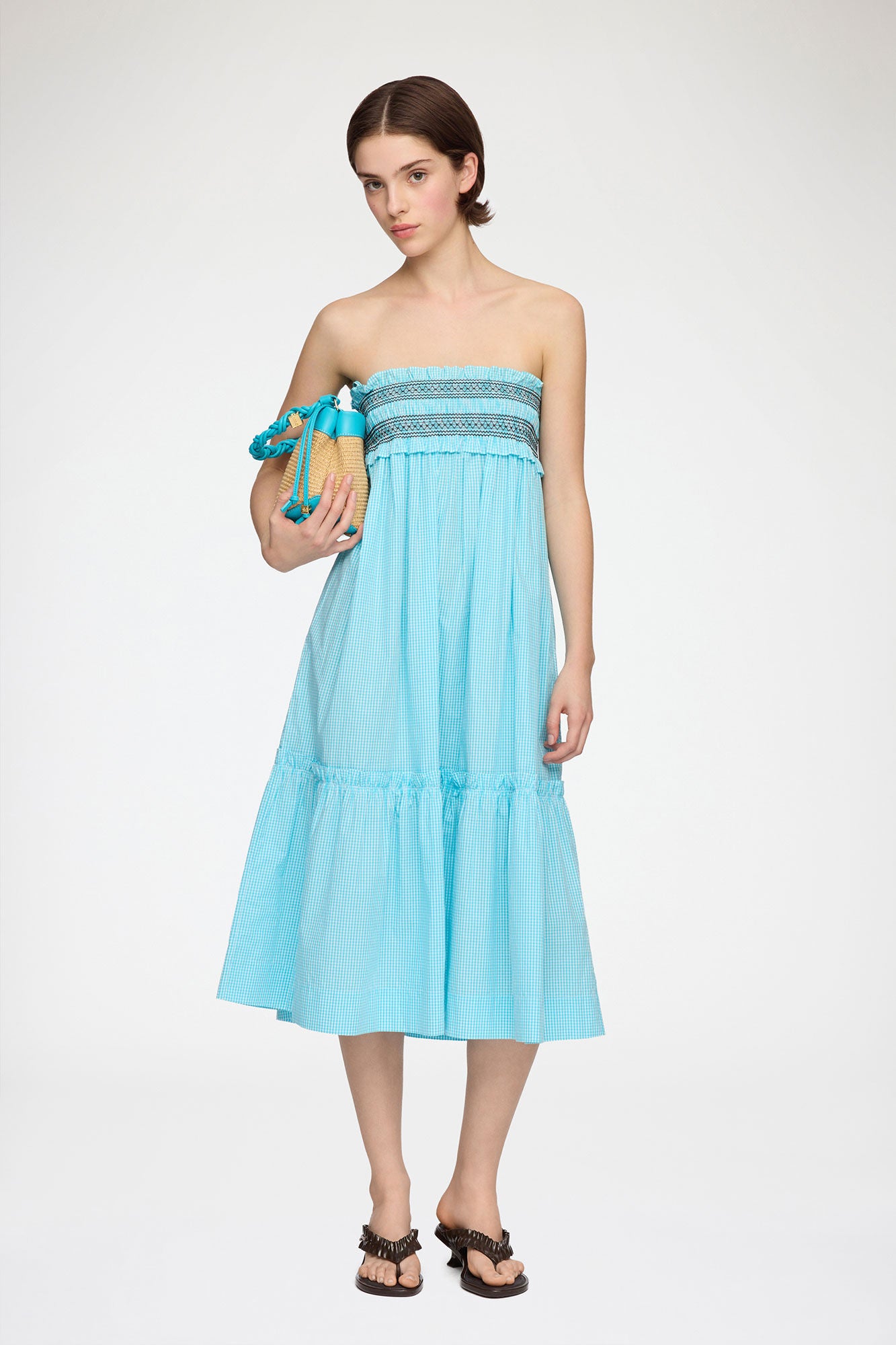 Convertible Skirt in Blue Check - GANNI