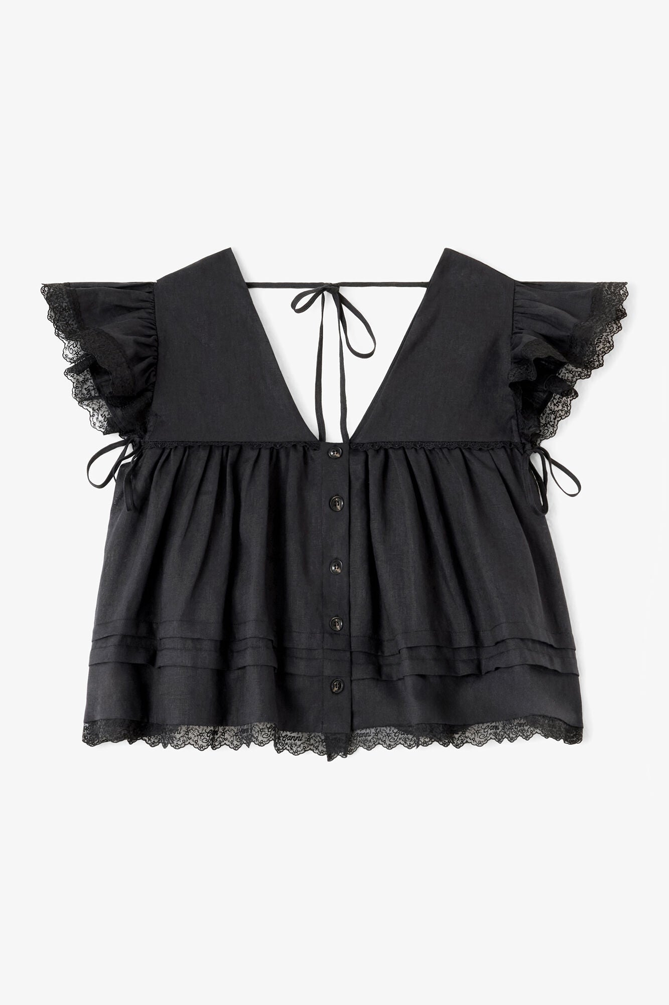 Blouse in Black Linen - GANNI