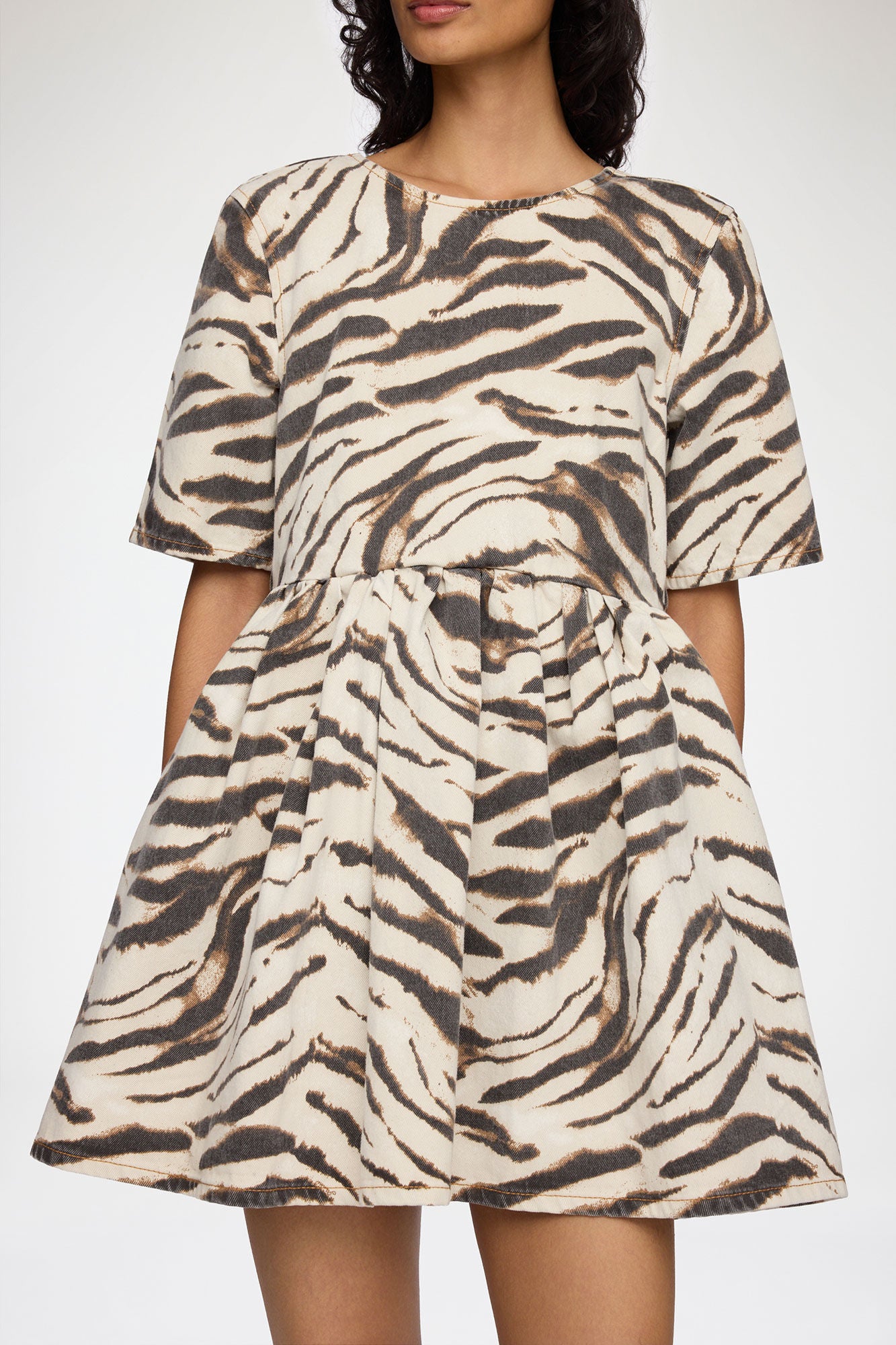 Dress in Zebra Denim - GANNI