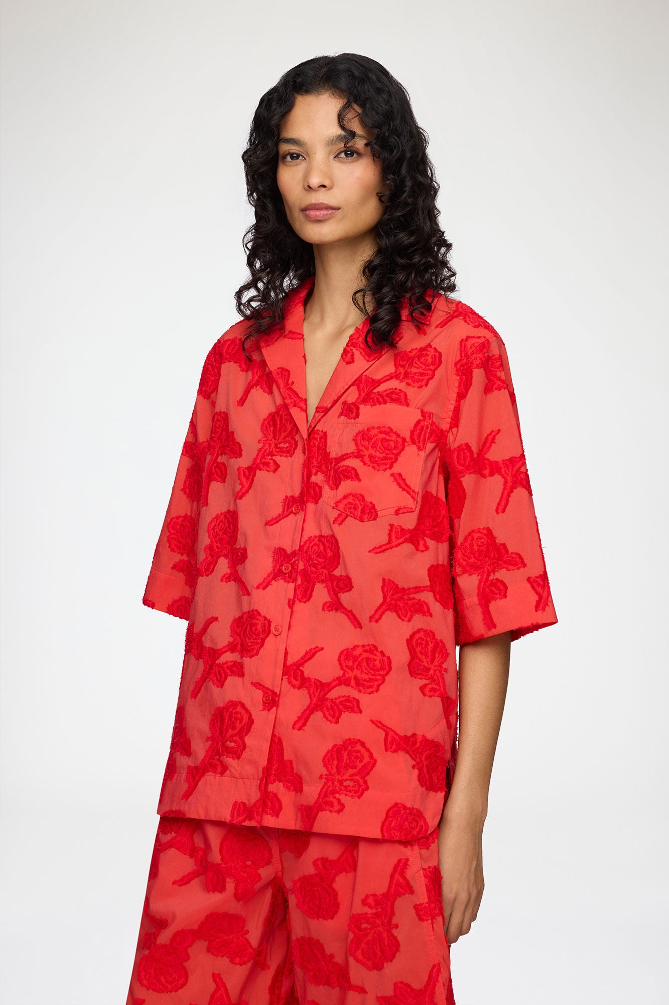 Shirt in Red Fil Coupe - GANNI