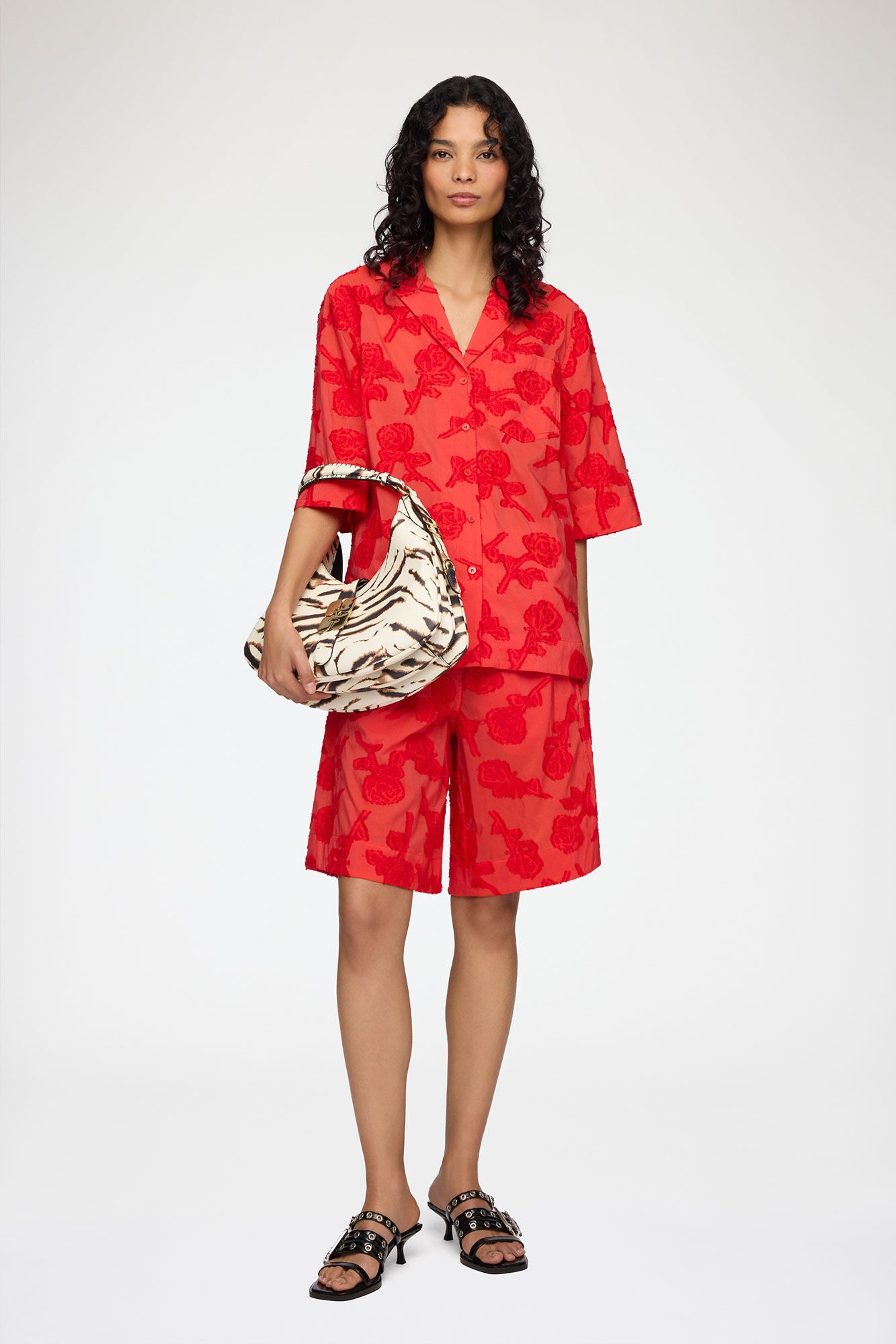 Shirt in Red Fil Coupe - GANNI