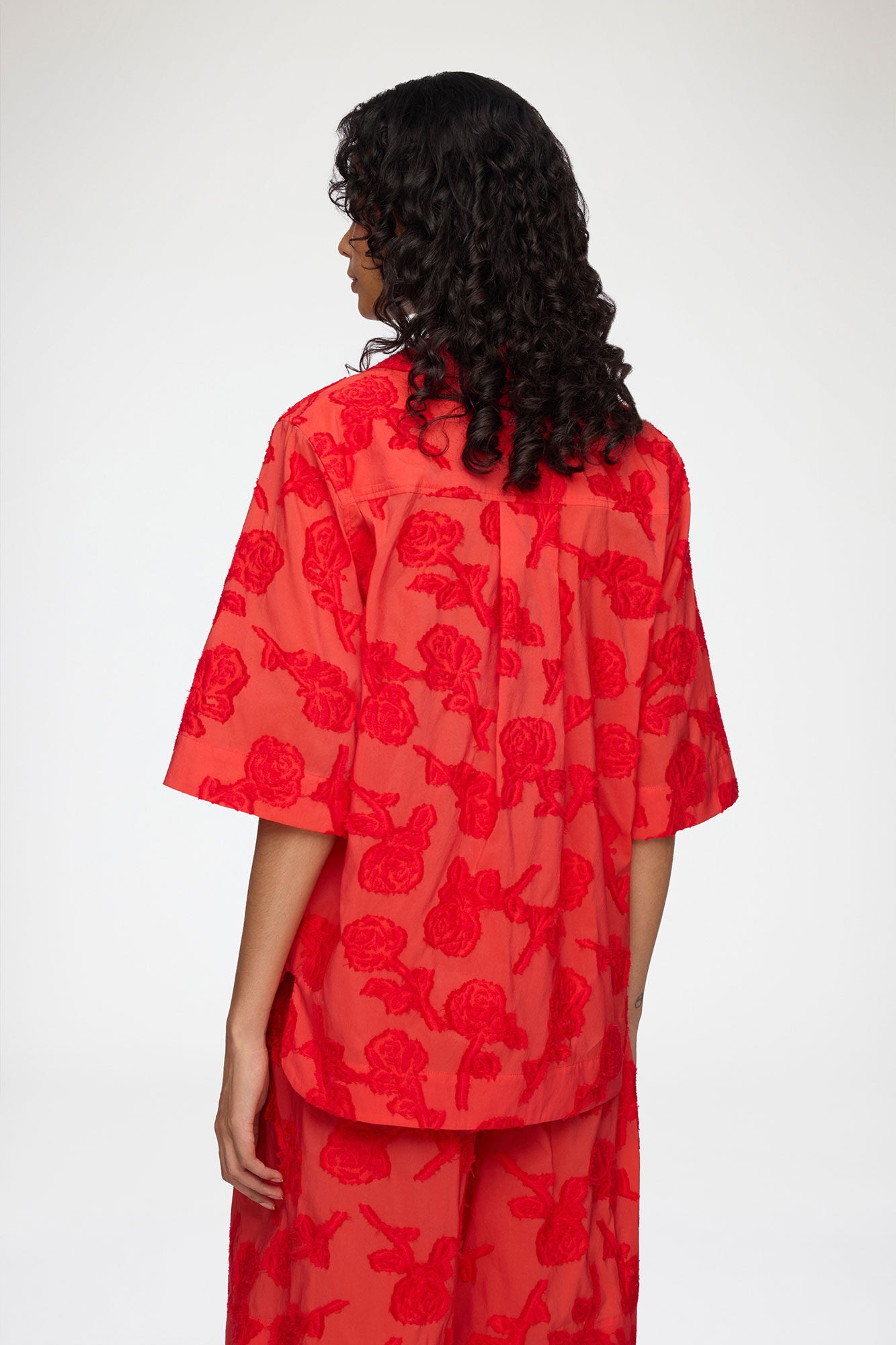 Shirt in Red Fil Coupe - GANNI