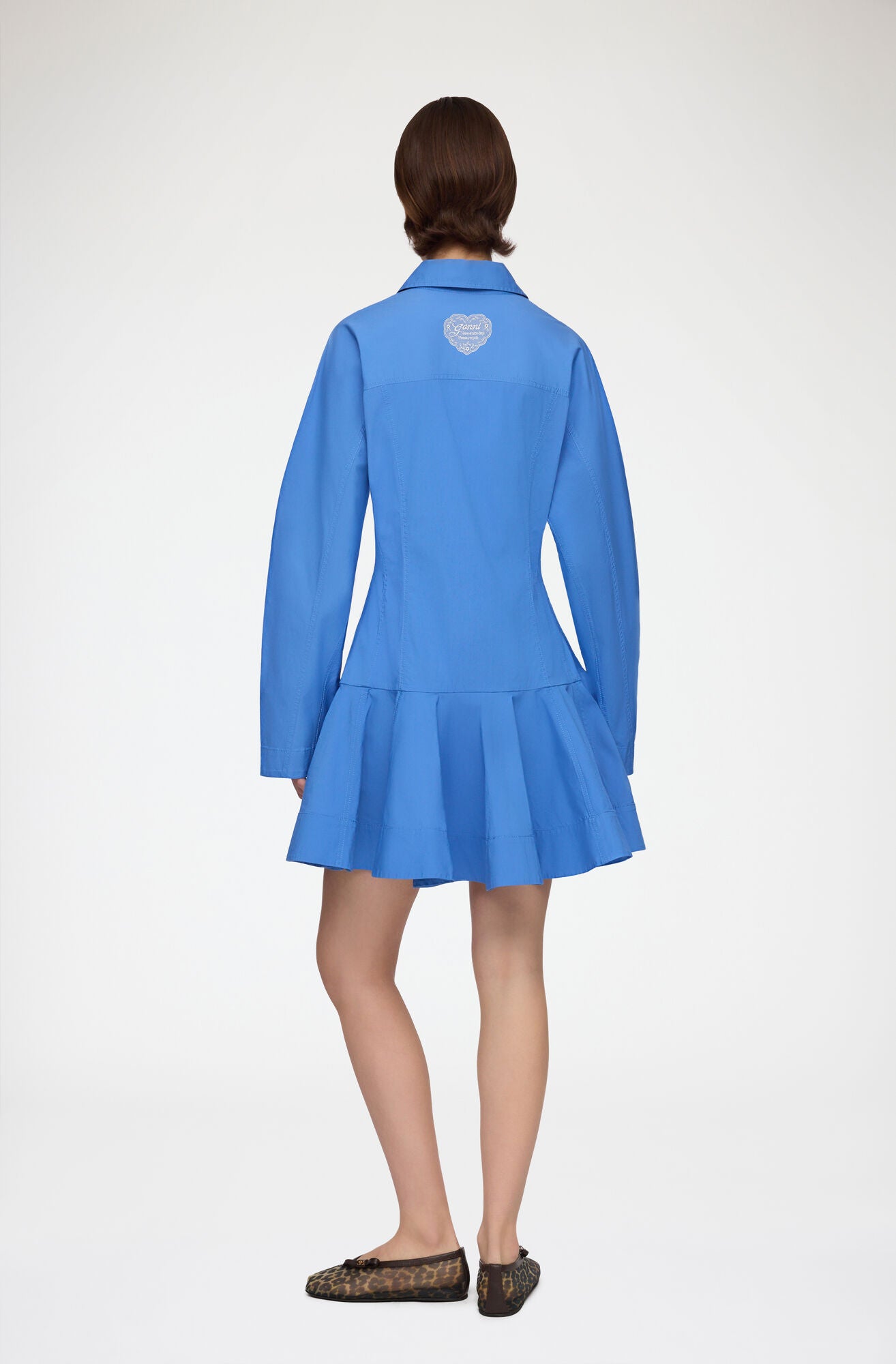 Shirt Dress in Blue Cotton - GANNI