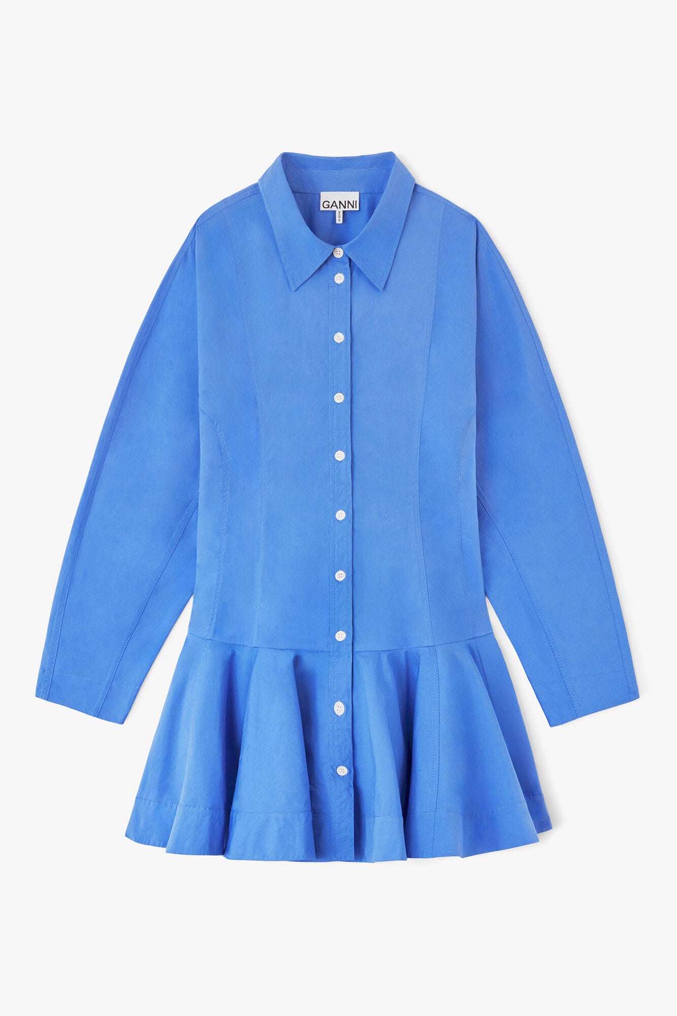 Shirt Dress in Blue Cotton - GANNI