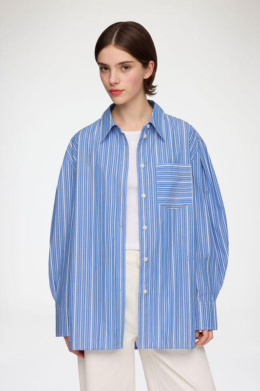 Shirt in Striped Cotton - GANNI