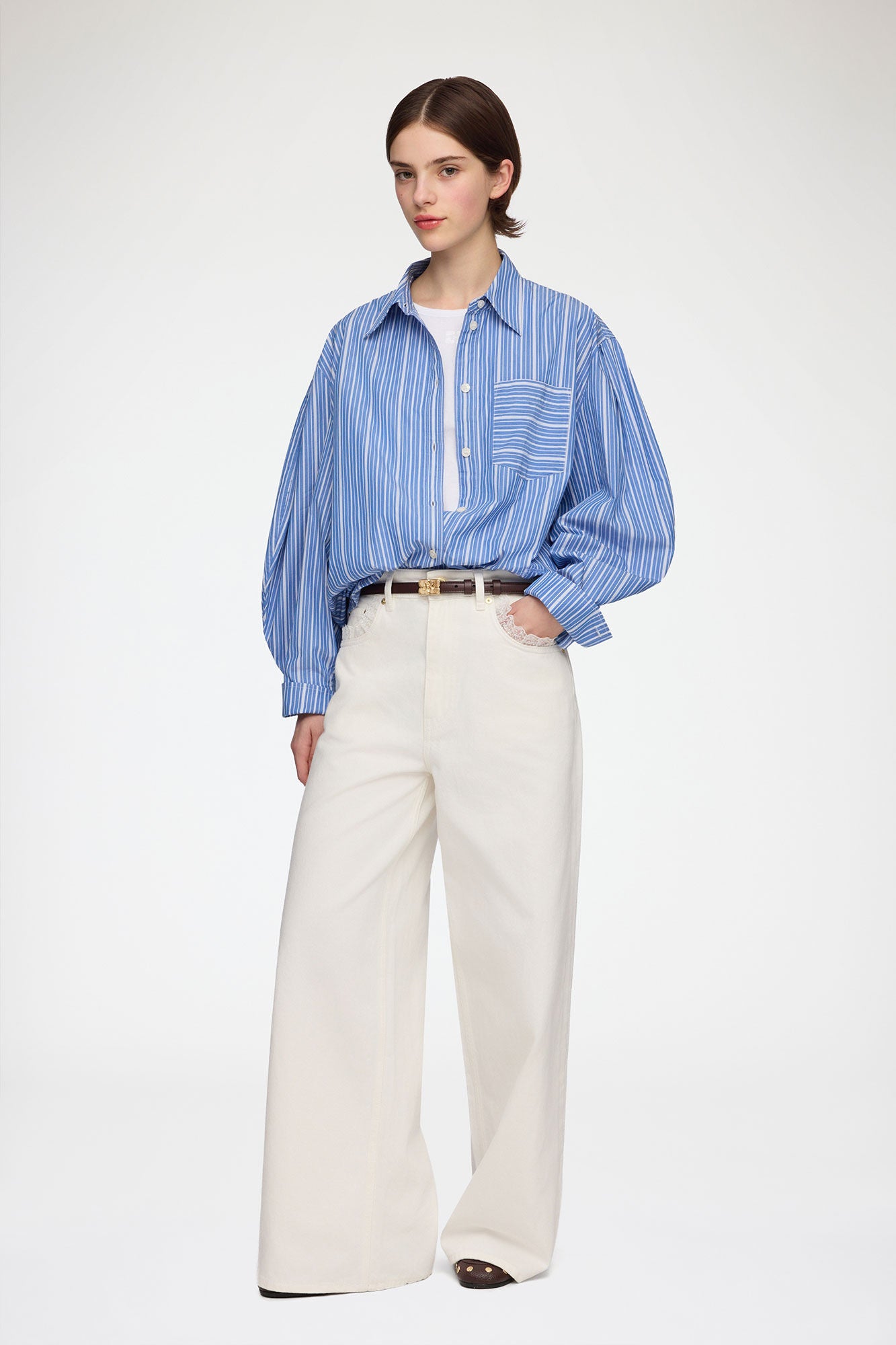 Shirt in Striped Cotton - GANNI