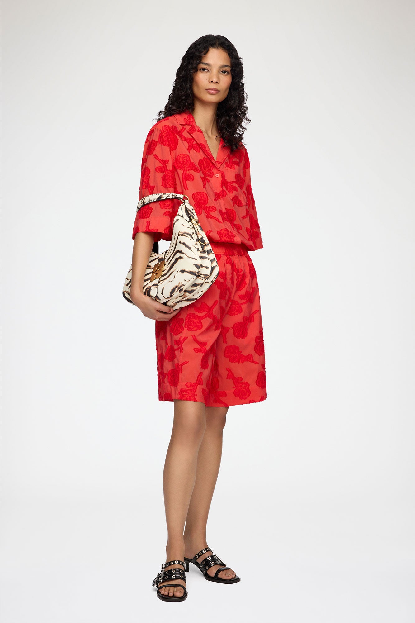 Shorts in Red Fil Coupe - GANNI