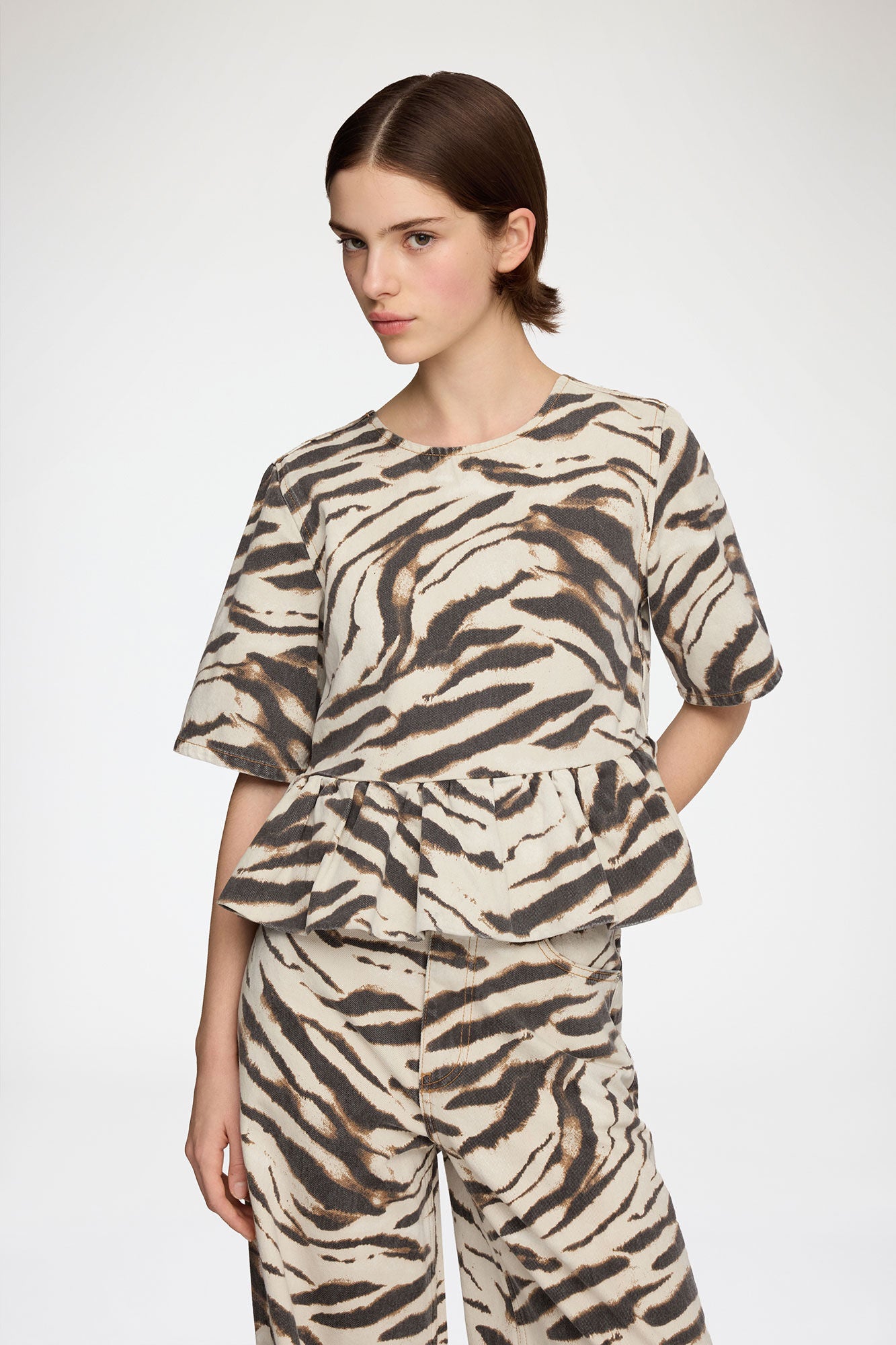 Top in Zebra Denim - GANNI