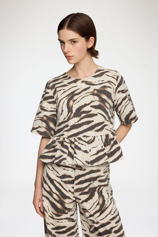 Top in Zebra Denim - GANNI