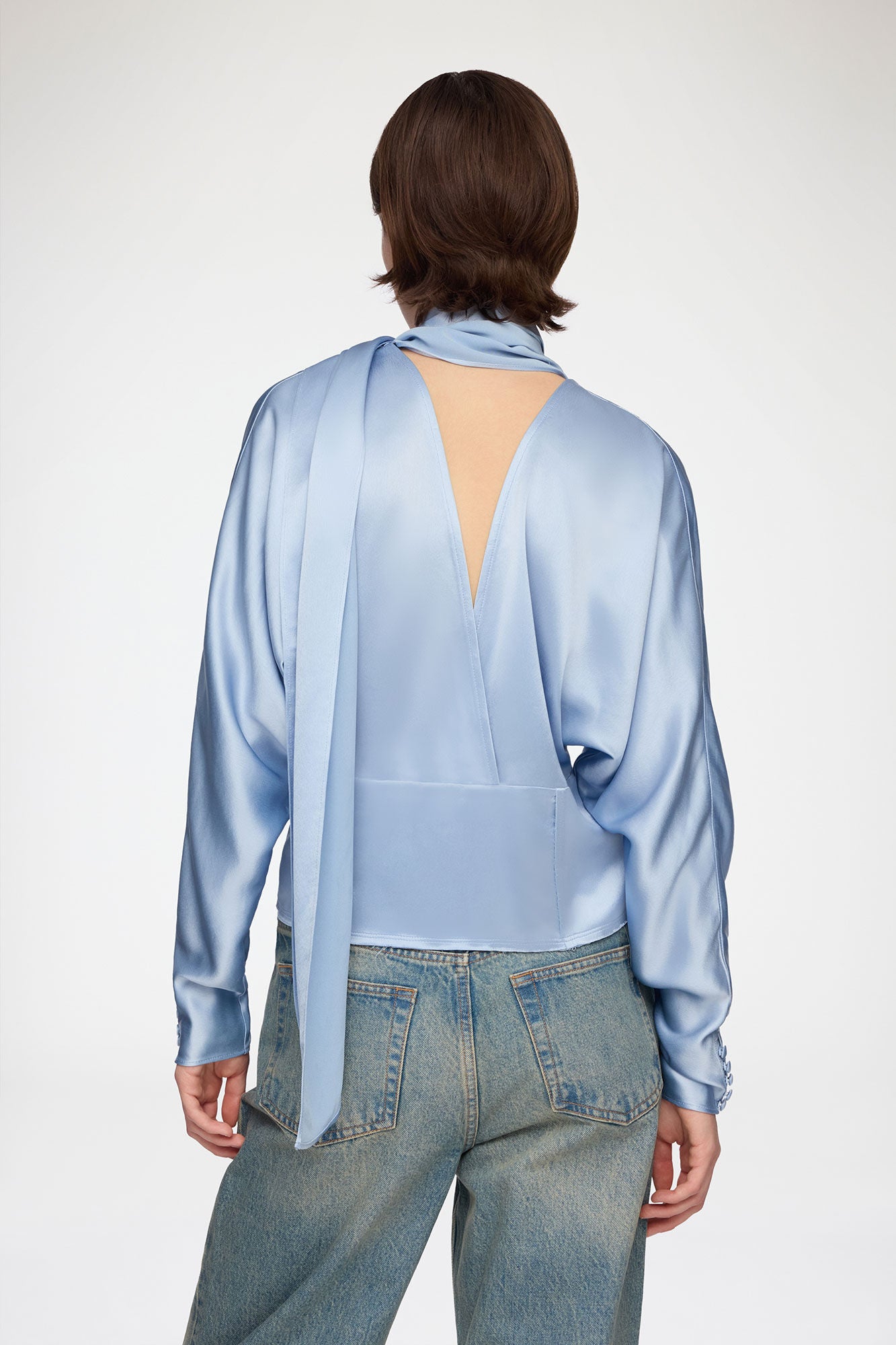 Blouse in Blue Satin - GANNI