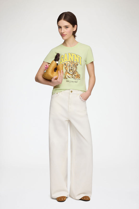 Lari Straight Jeans in White Denim - GANNI
