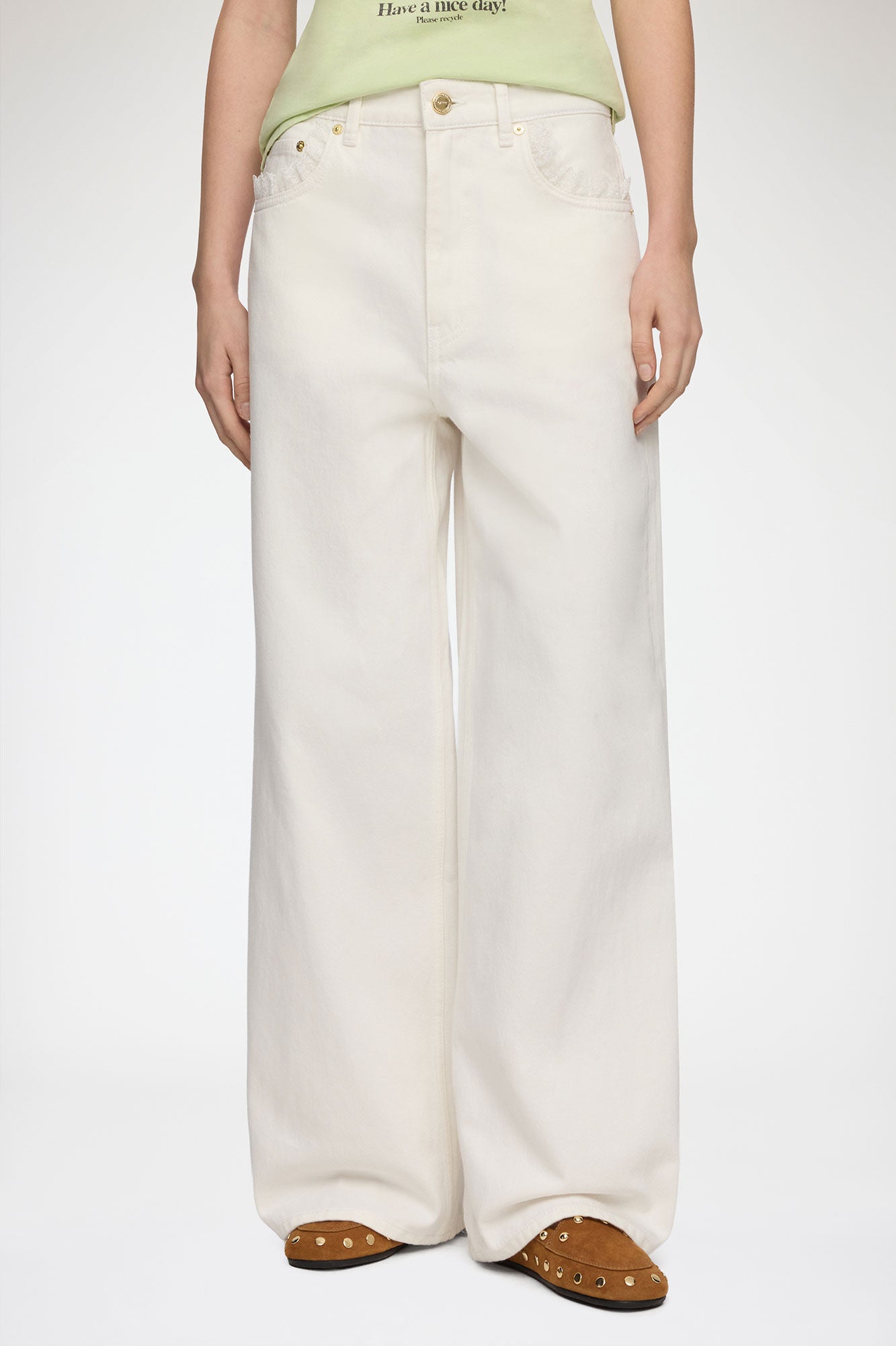 Lari Straight Jeans in White Denim - GANNI