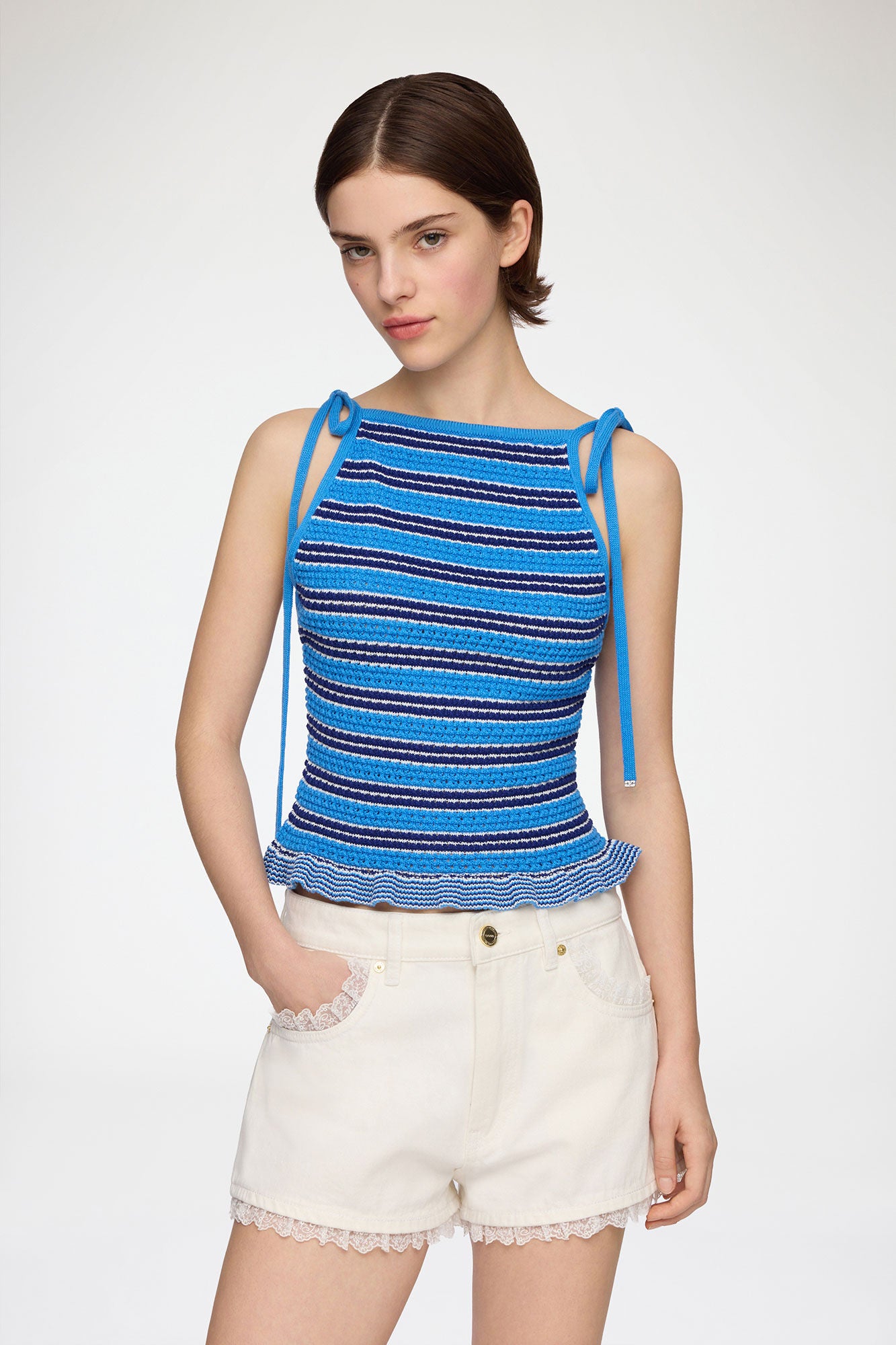 Top in Striped Pointelle - GANNI