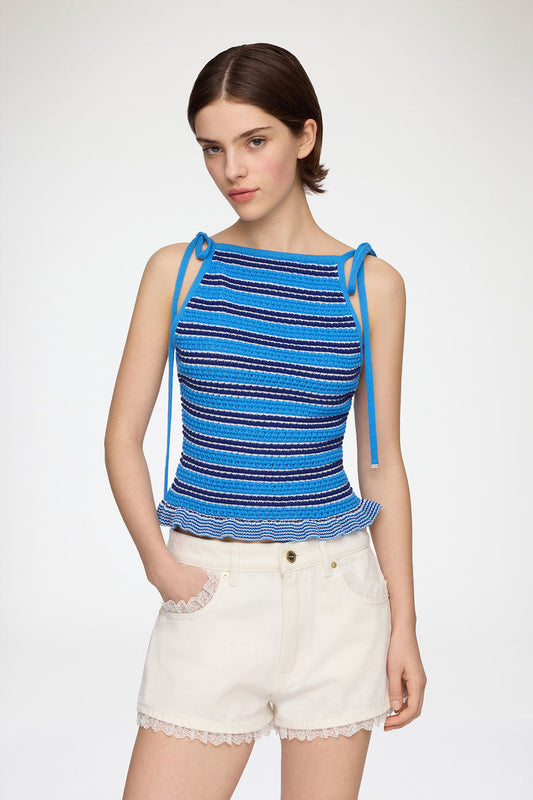 Top in Striped Pointelle - GANNI