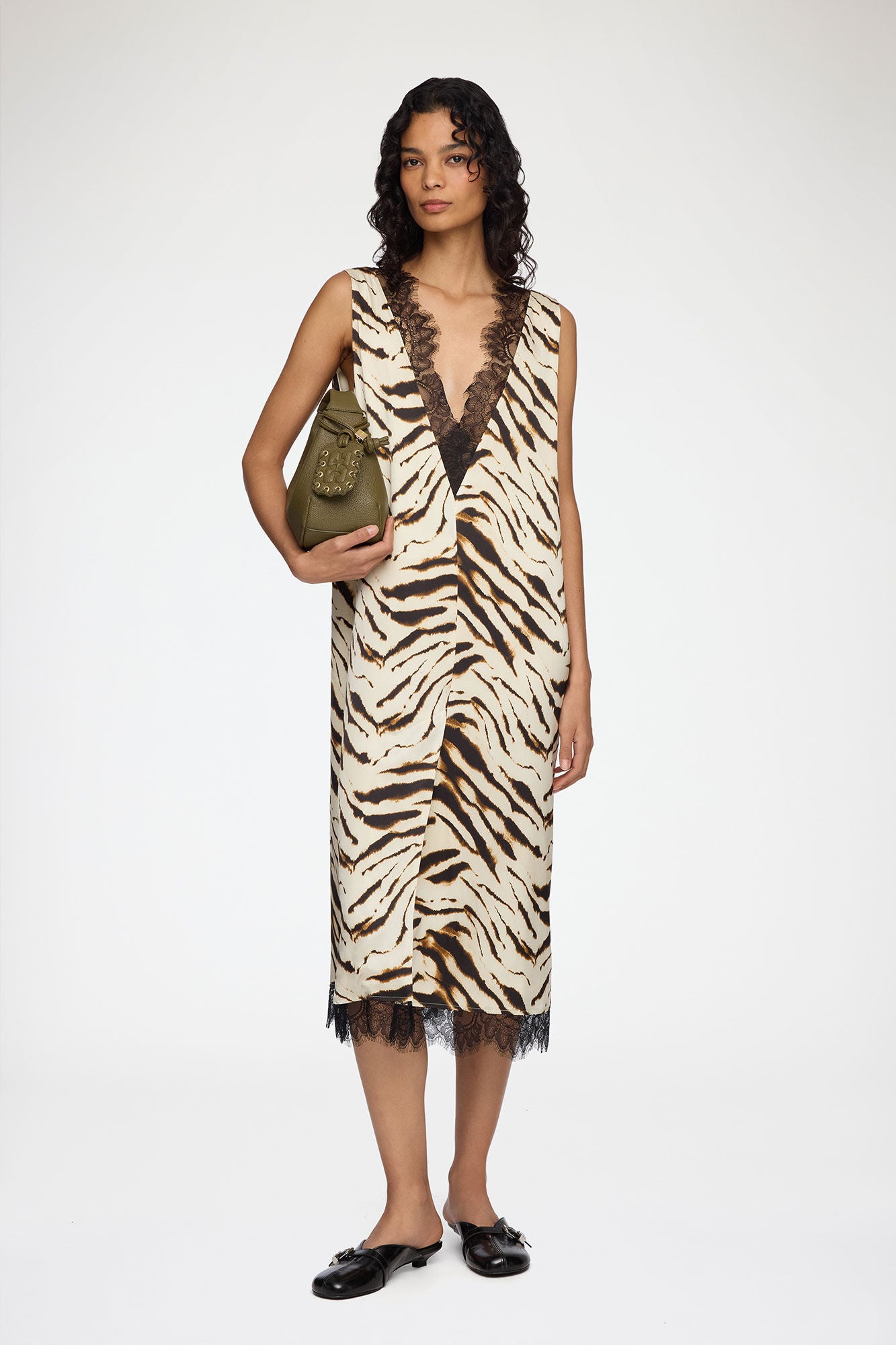 Dress in Zebra Satin - GANNI