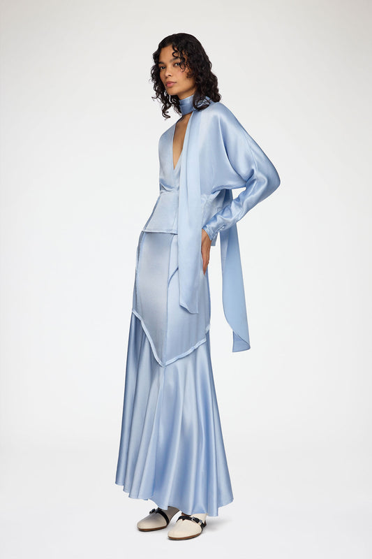 Long Skirt in Blue Satin - GANNI