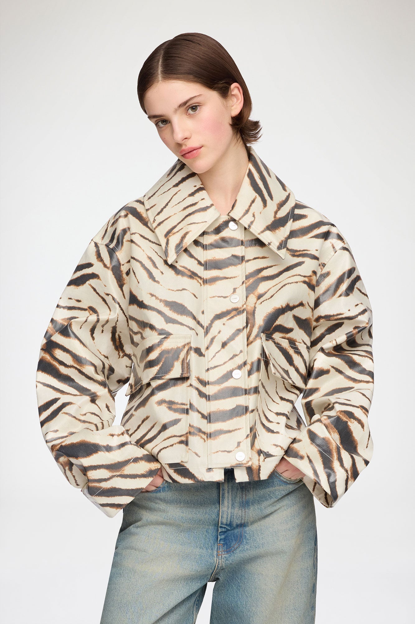 Jacket in Laminated Zebra - GANNI
