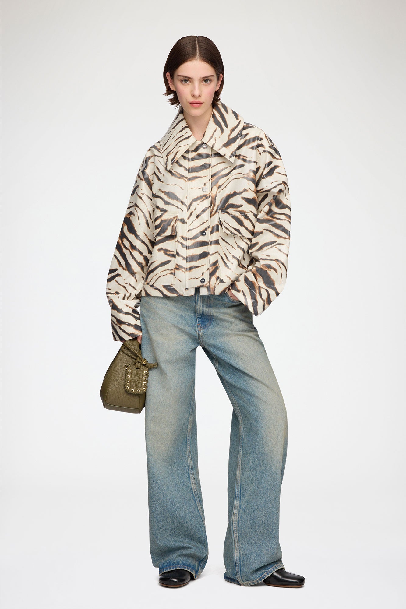 Jacket in Laminated Zebra - GANNI