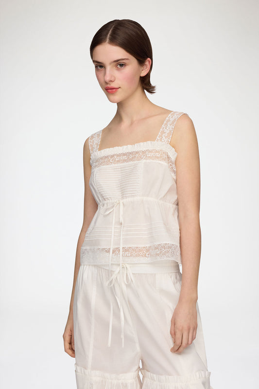 Top in White Cotton - GANNI