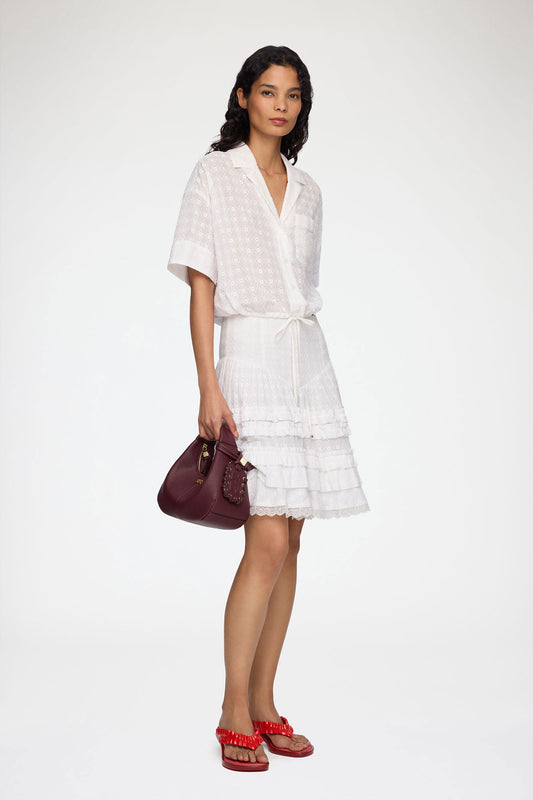 Skirt in White Broderie Anglaise - GANNI