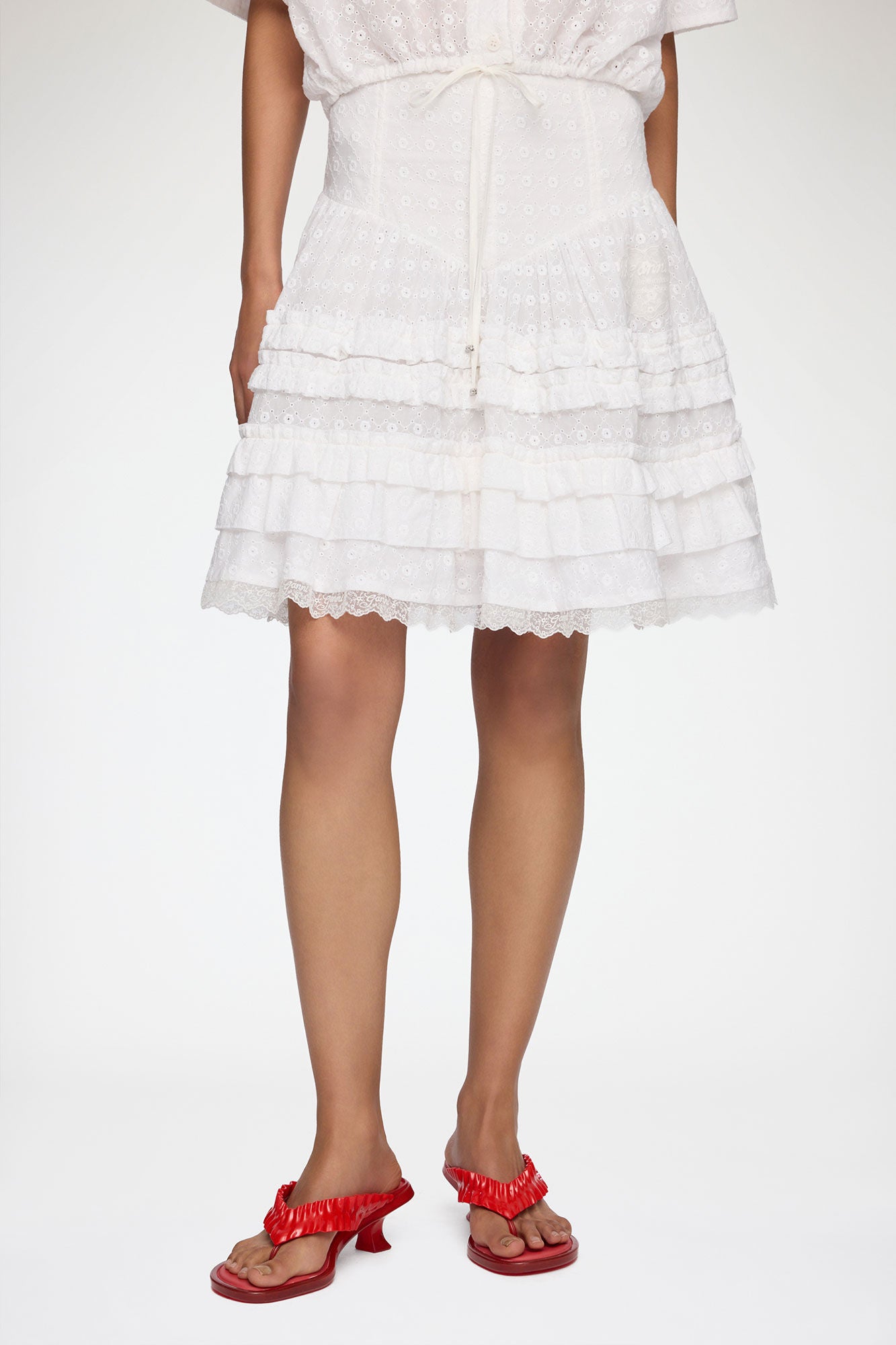 Skirt in White Broderie Anglaise - GANNI
