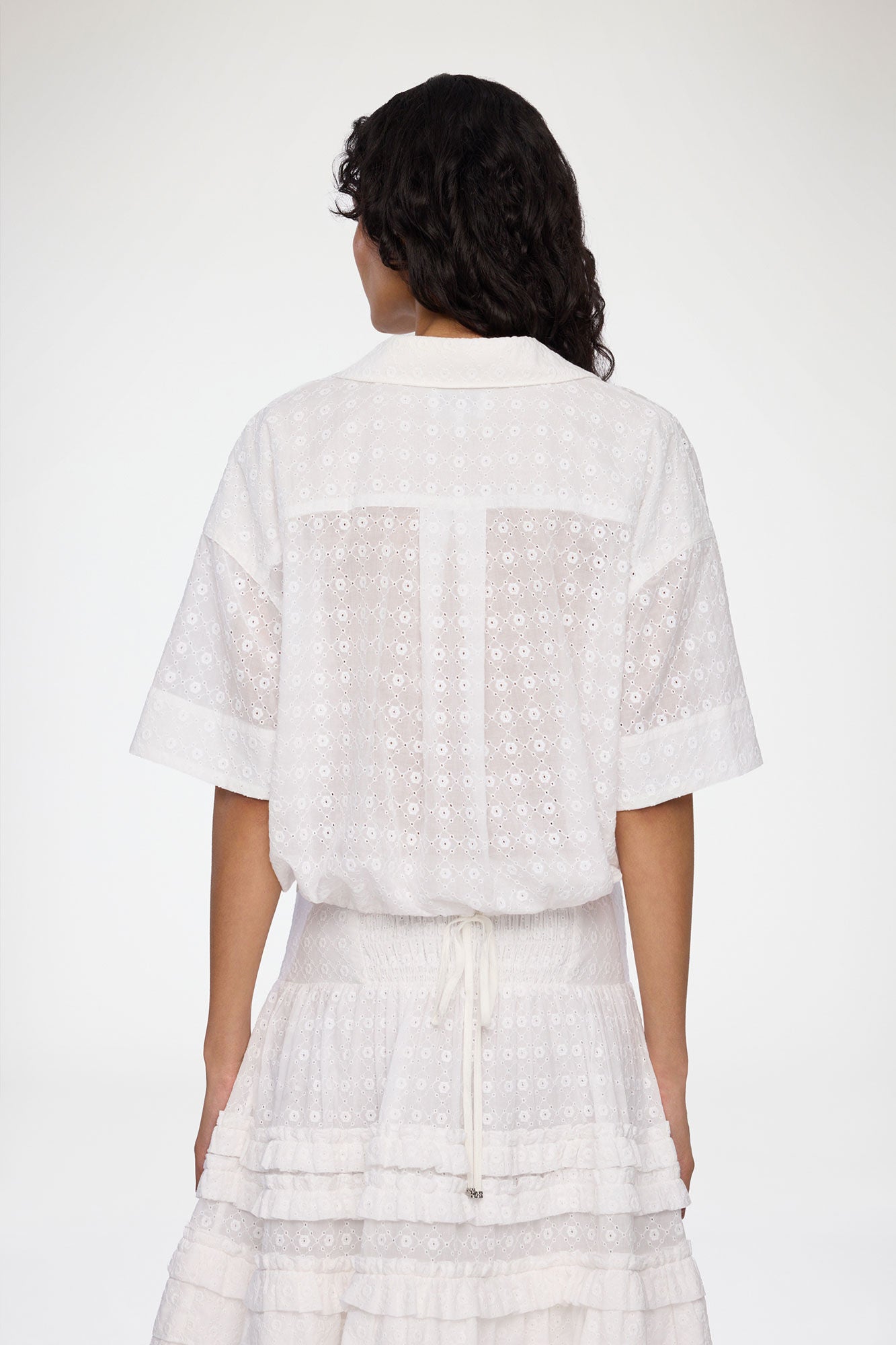 Shirt in White Broderie Anglaise - GANNI