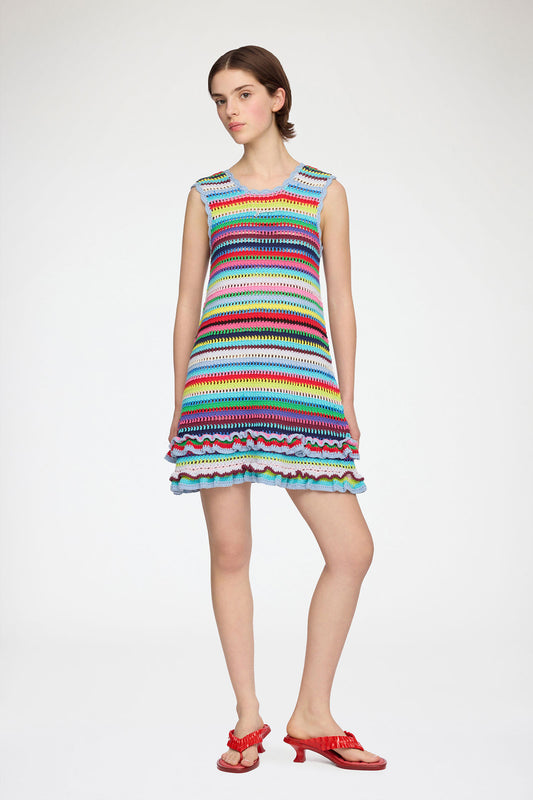 Dress in Striped Crochet - GANNI