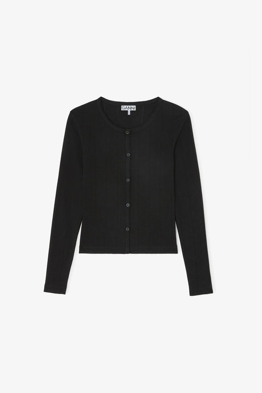 Top in Black Pointelle - GANNI