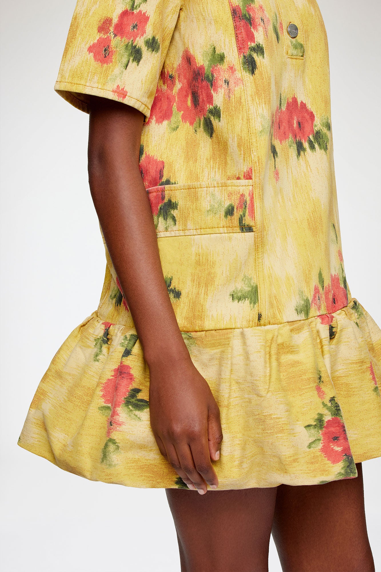 Dress in Yellow Printed Denim - GANNI