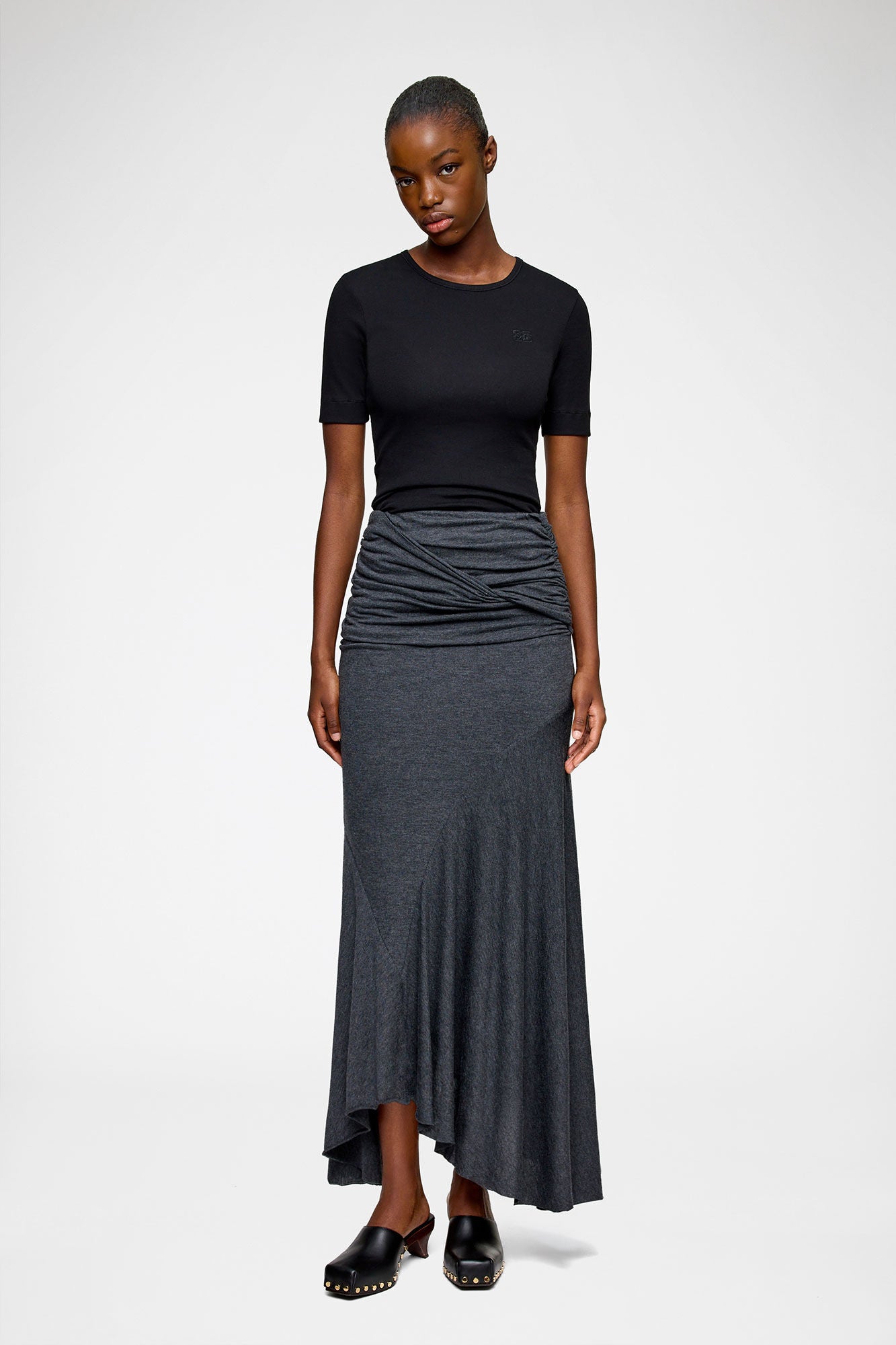 Long Skirt in Grey Jersey - GANNI