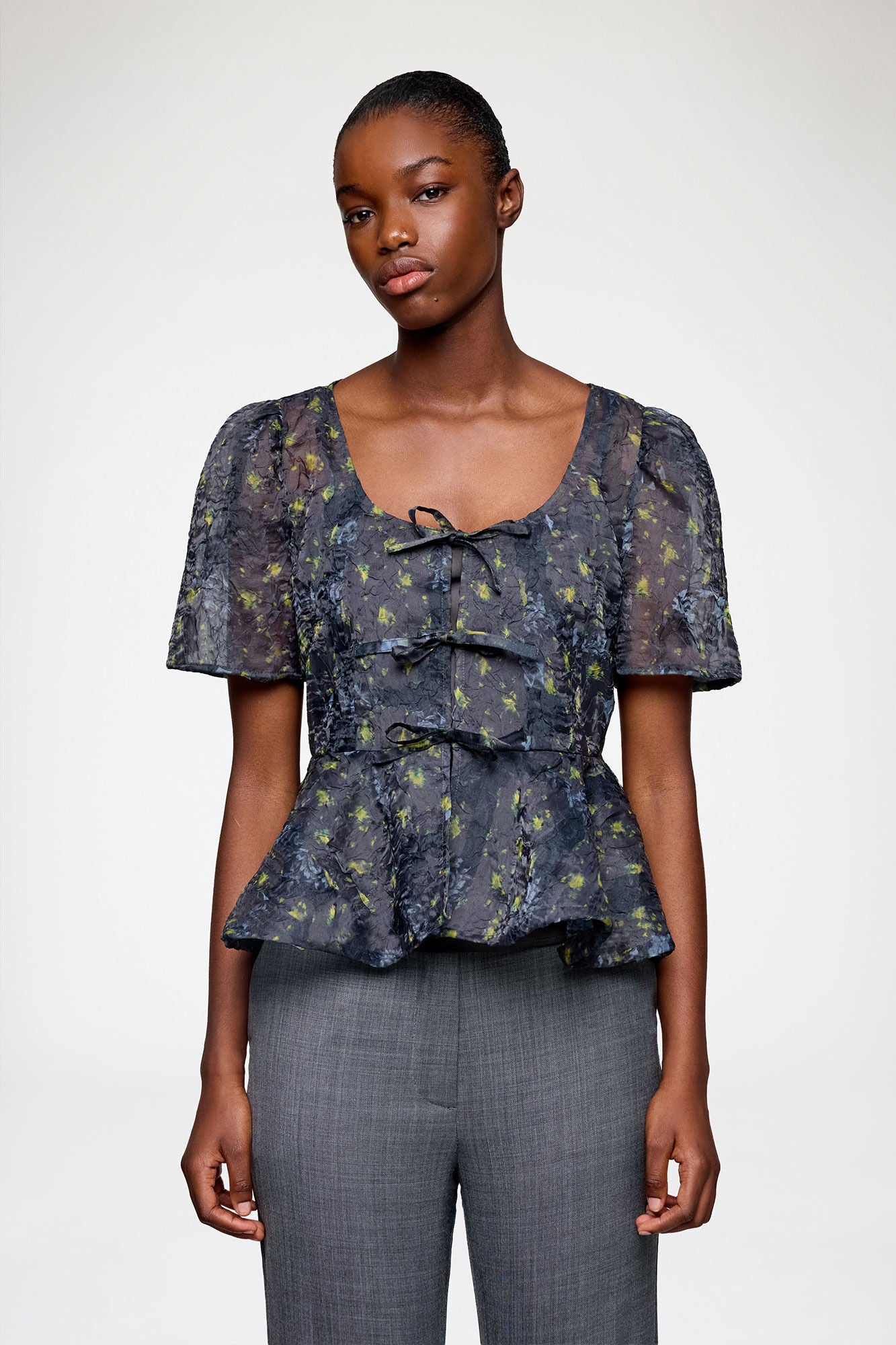 Peplum Blouse in Shibori Organza - GANNI