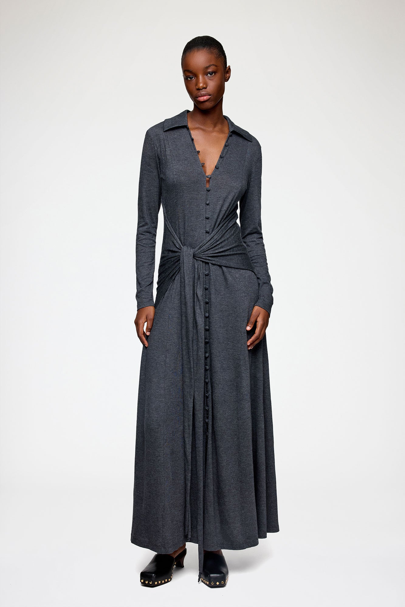Long Dress in Grey Jersey - GANNI