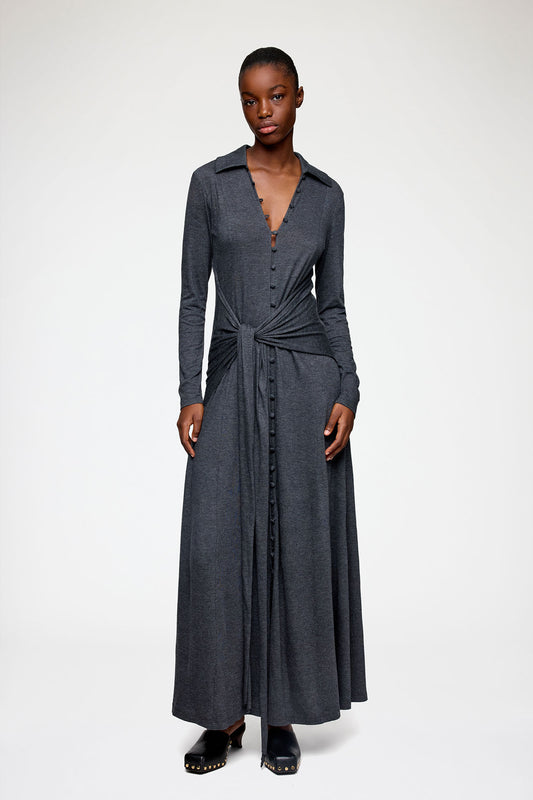 Long Dress in Grey Jersey - GANNI