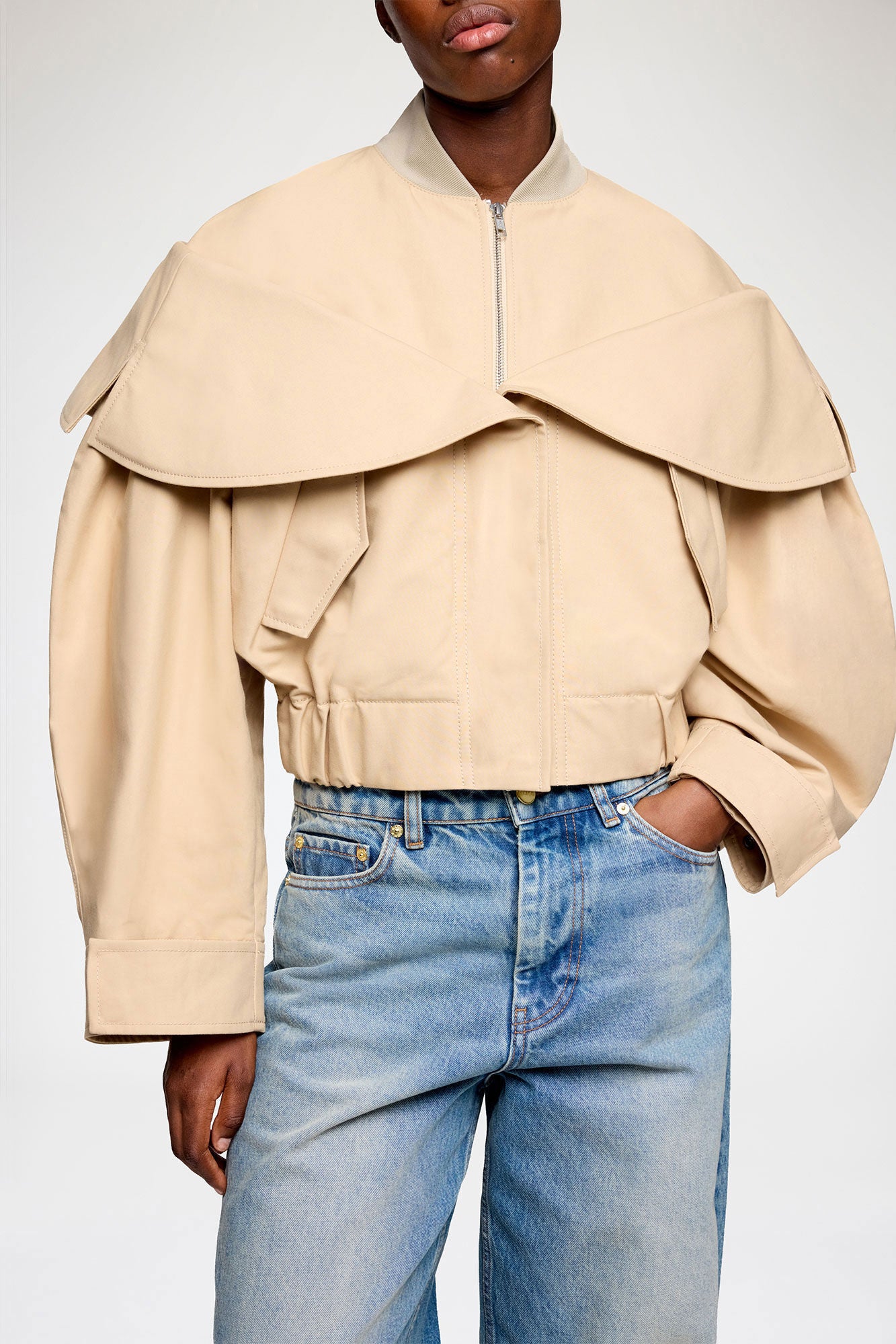 Bomber in Beige Cotton - GANNI