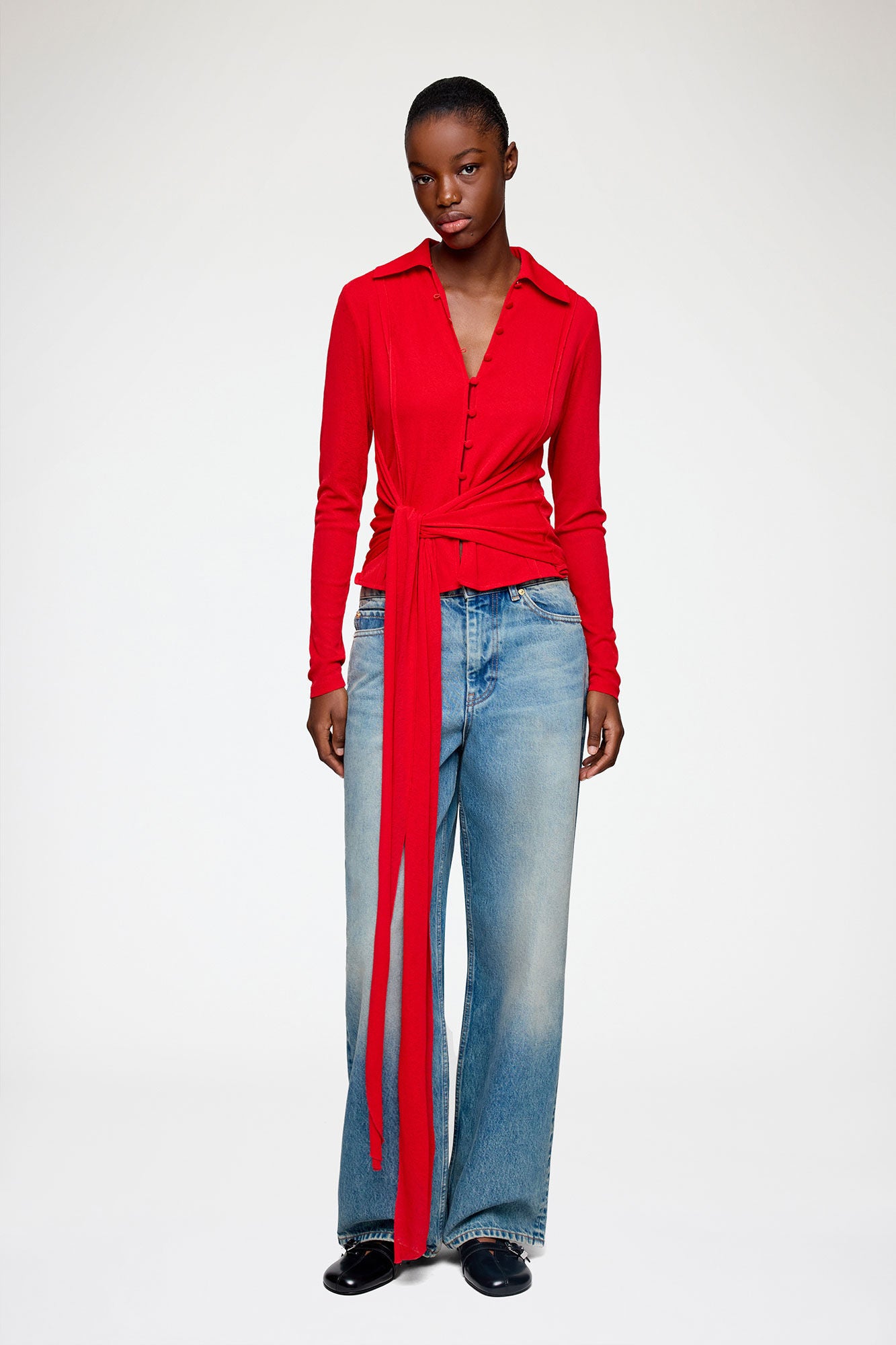 Shirt in Red Marl Mesh - GANNI