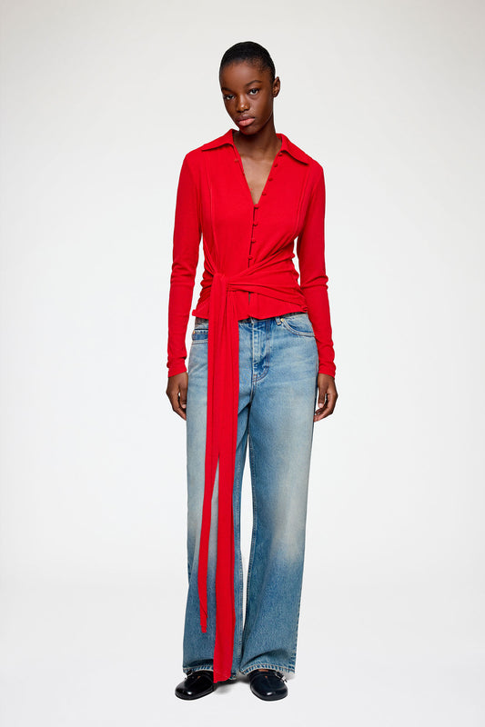 Shirt in Red Marl Mesh - GANNI