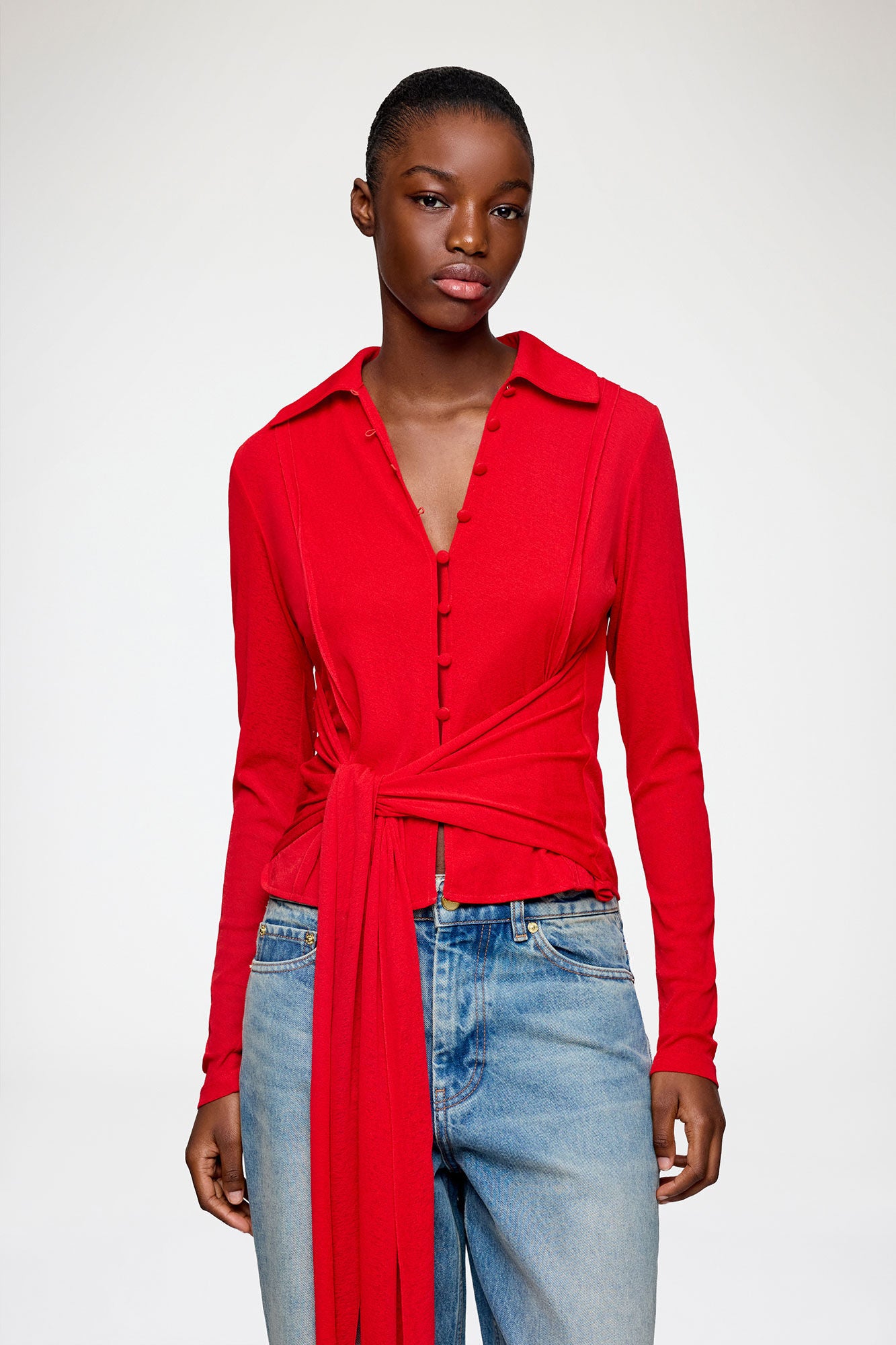 Shirt in Red Marl Mesh - GANNI
