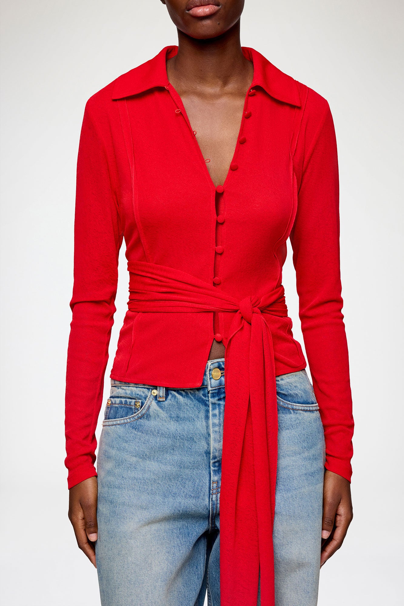 Shirt in Red Marl Mesh - GANNI