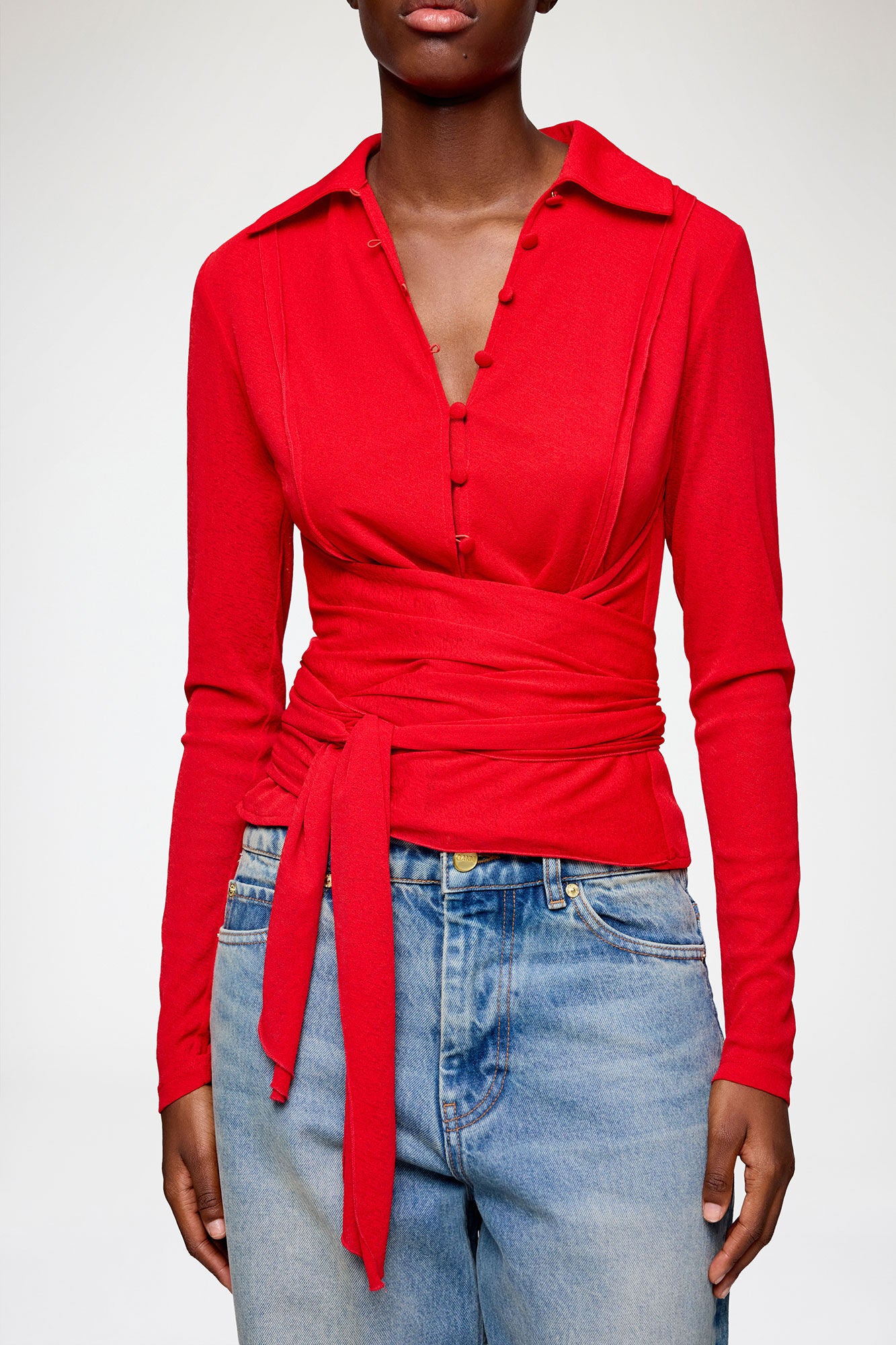 Shirt in Red Marl Mesh - GANNI