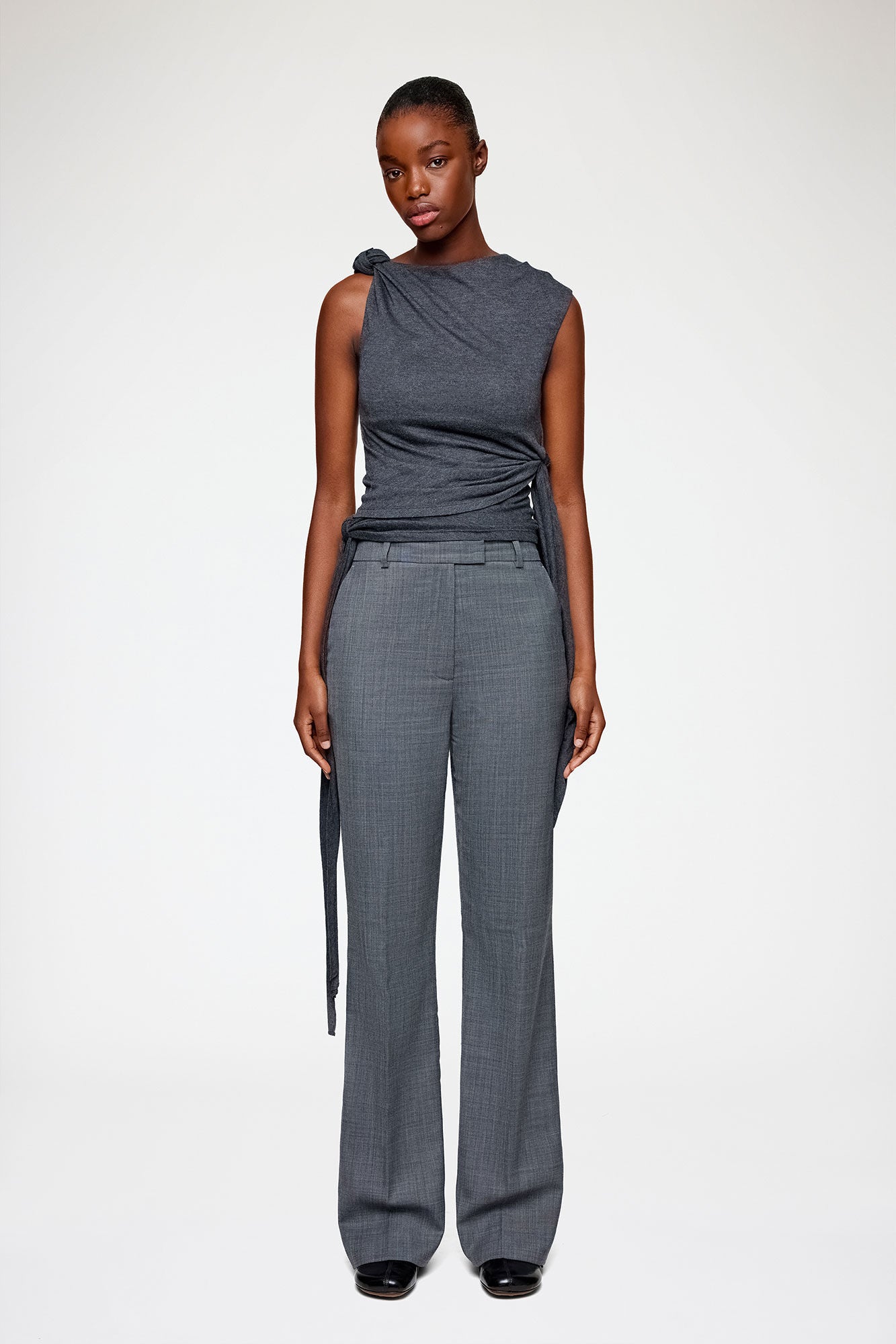 Pants in Grey Wool Melange - GANNI