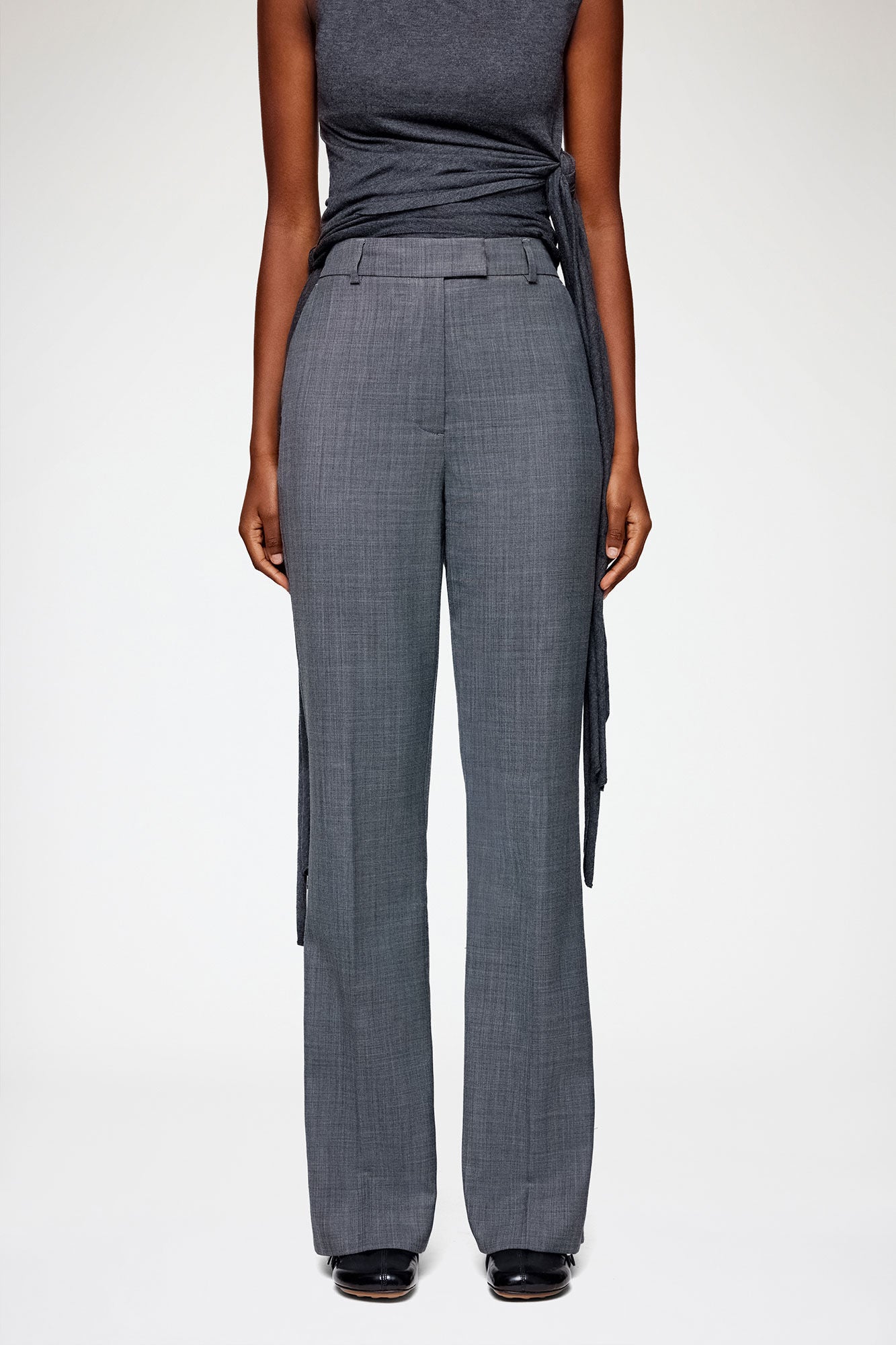 Pants in Grey Wool Melange - GANNI