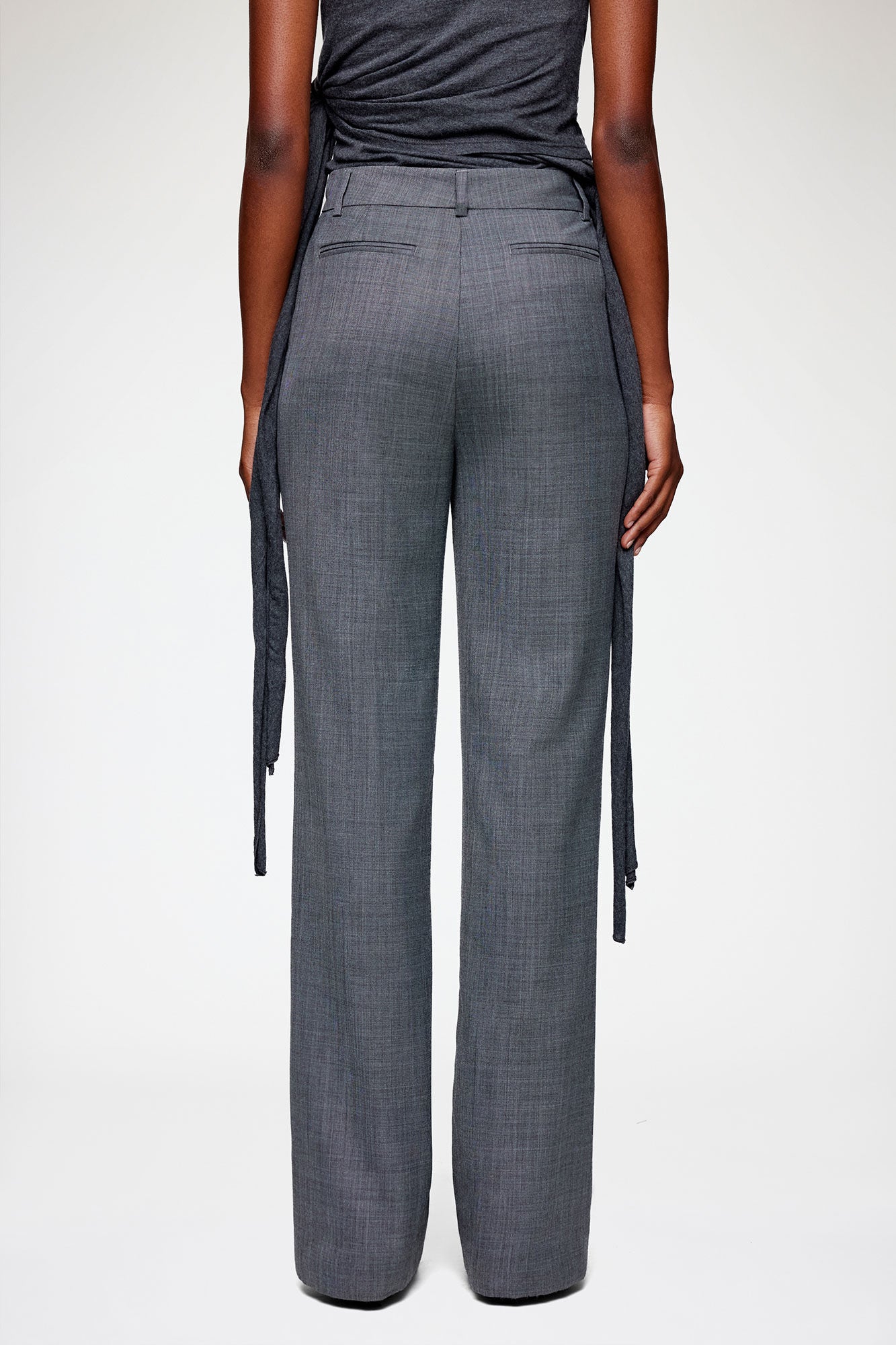 Pants in Grey Wool Melange - GANNI