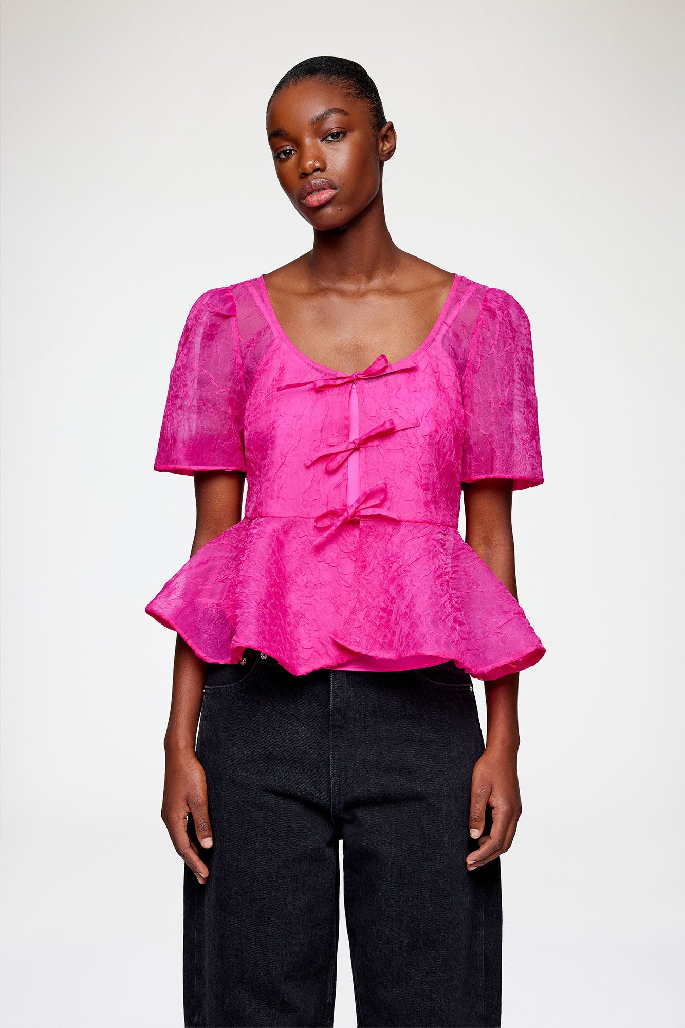 Peplum Blouse in Shibori Organza - GANNI