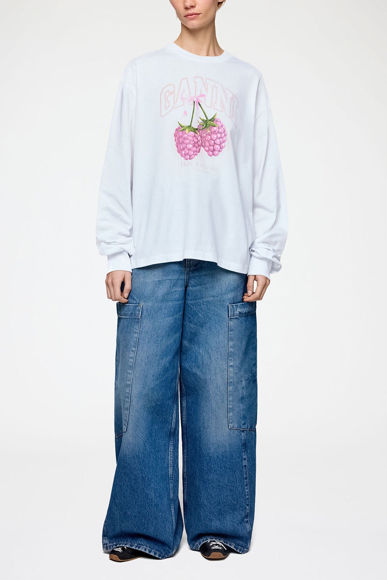 Long-sleeve T-shirt with Raspberries - GANNI