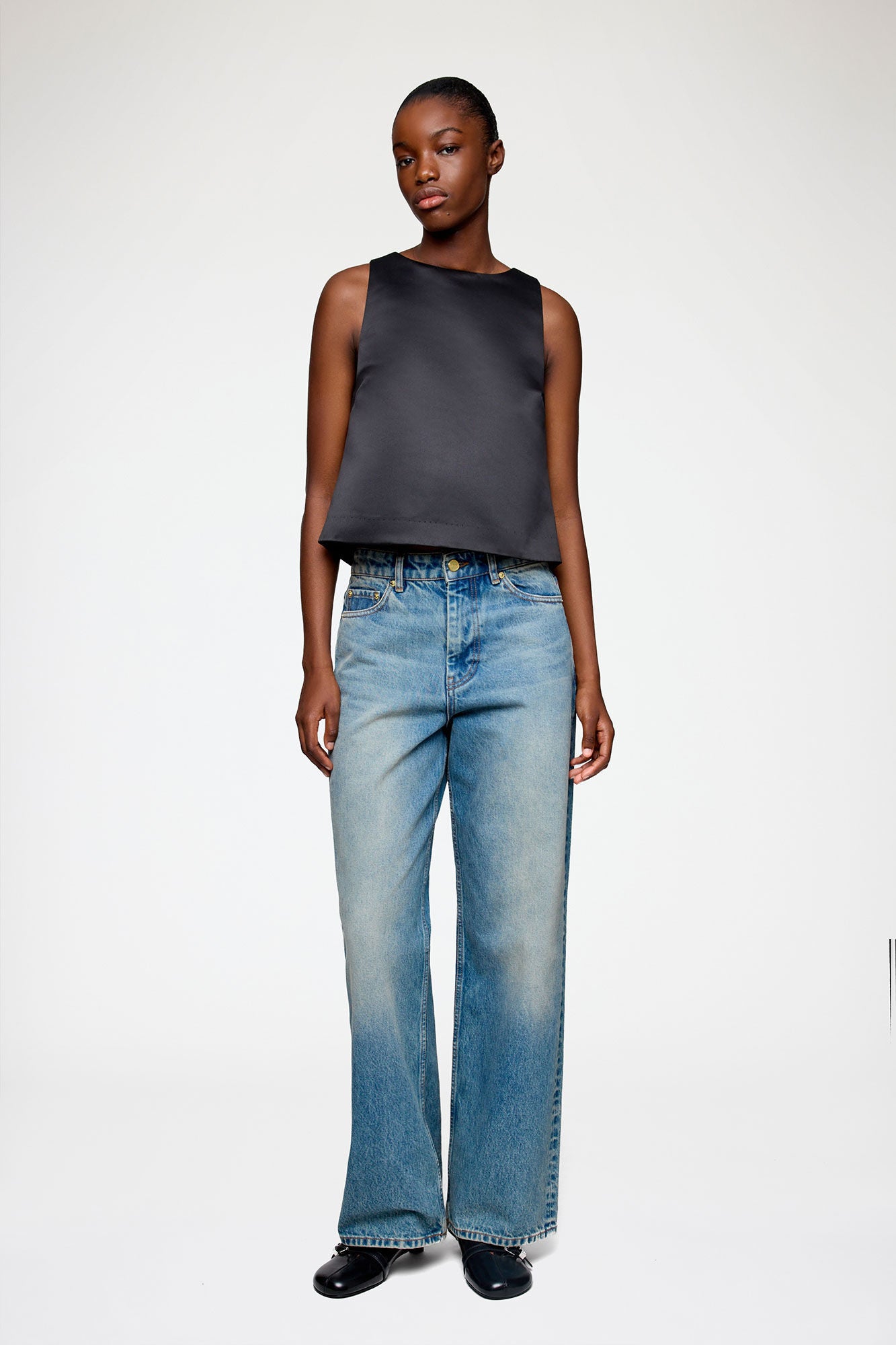 Top in Black Satin - GANNI